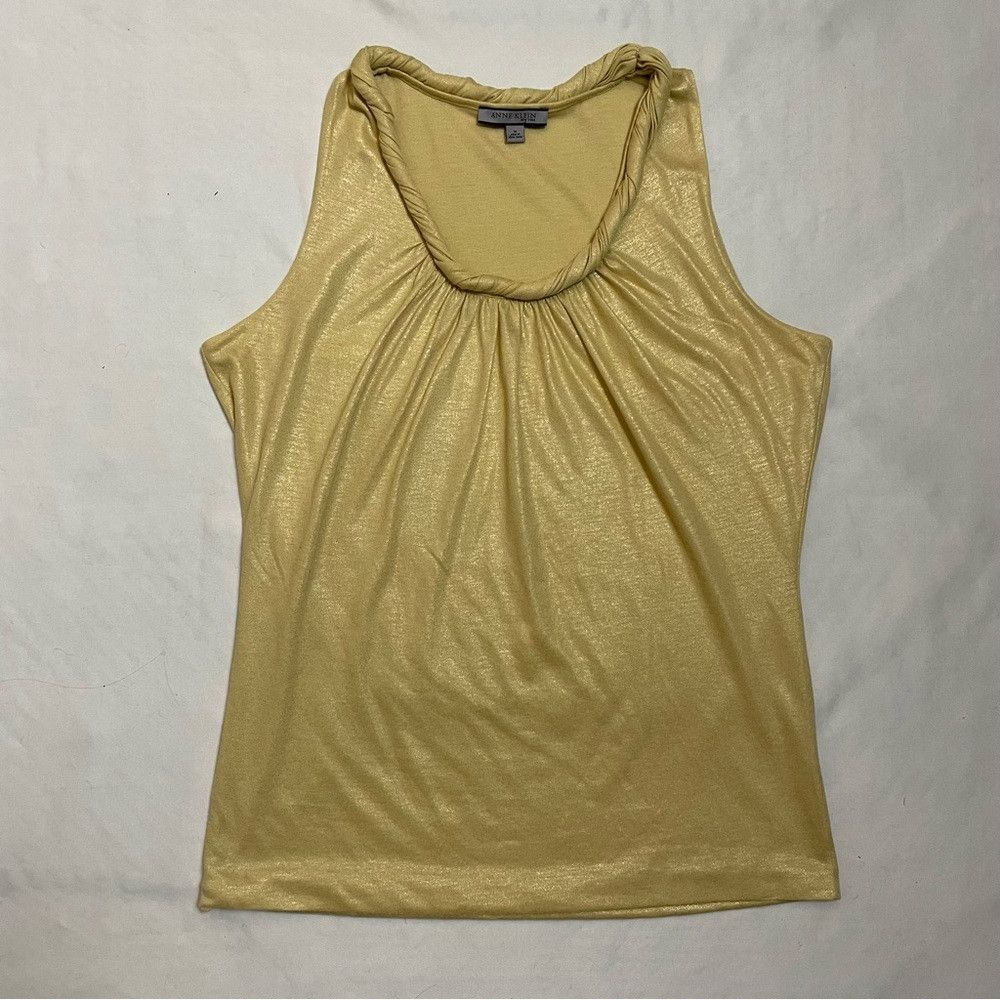 Anne Klein Anne Klein Viscose Blend Sleeveless Yellow Metallic Top Siz Size M / US 6-8 / IT 42-44 - 5 Thumbnail