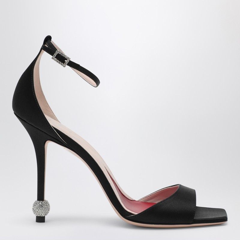 Roger Vivier Roger Vivier Black Sandal With Jewelled Heel Size US 6.5 / IT 36.5 - 1 Thumbnail