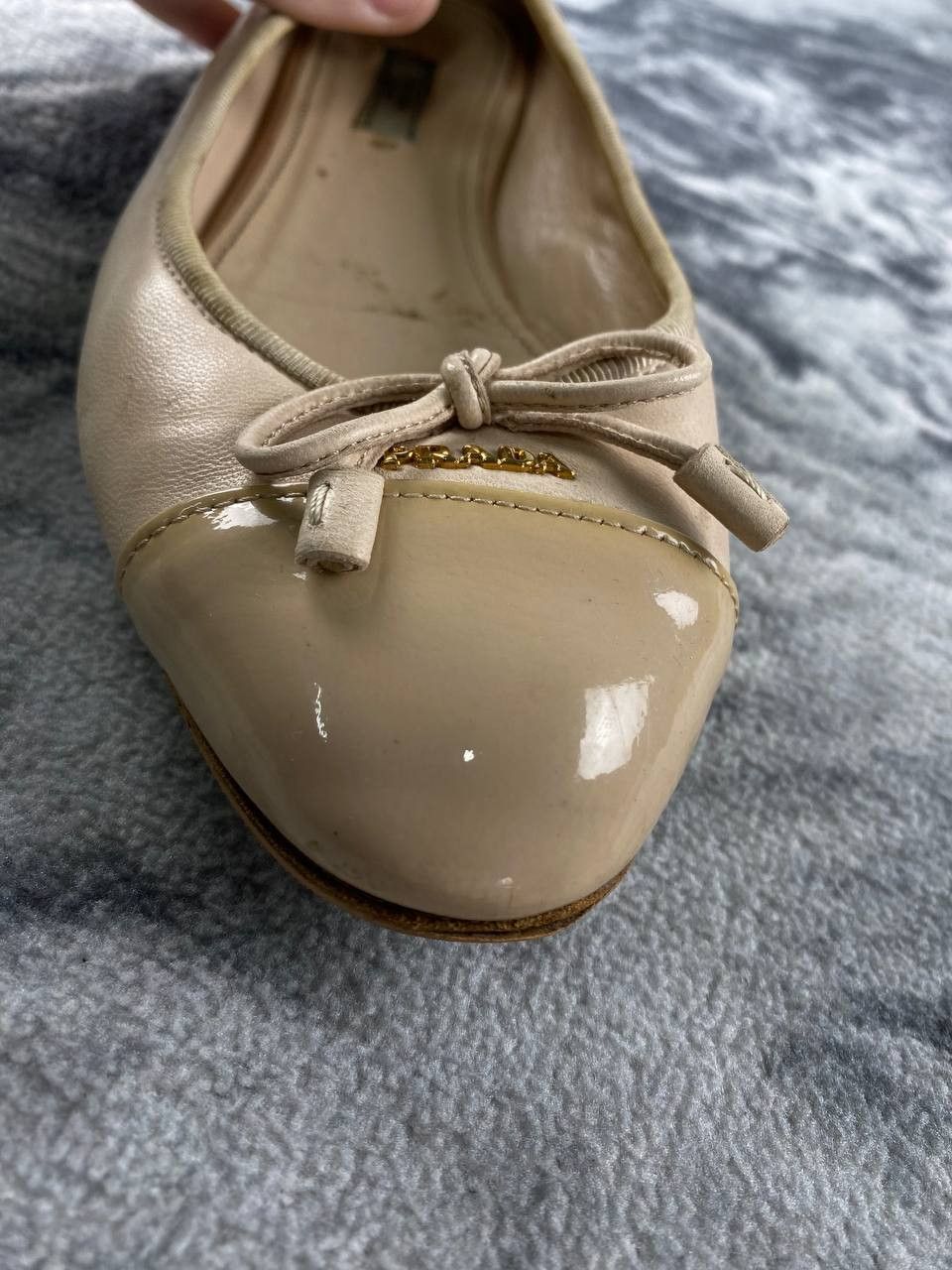 Prada Prada Quilted Bow Leather Ballet Flats Women Size 38 Beige Size US 8 / IT 38 - 8 Thumbnail