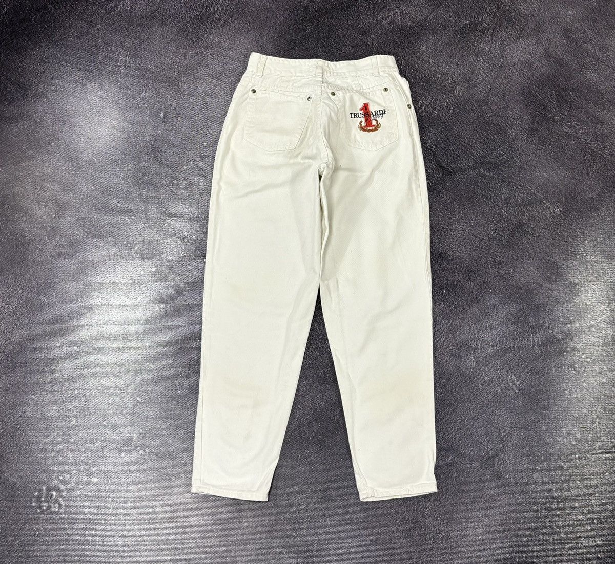 Trussardi Vintage Trussardi Women’s White Logo Luxury Tapered Jeans Size 28" / US 6 / IT 42 - 1 Thumbnail