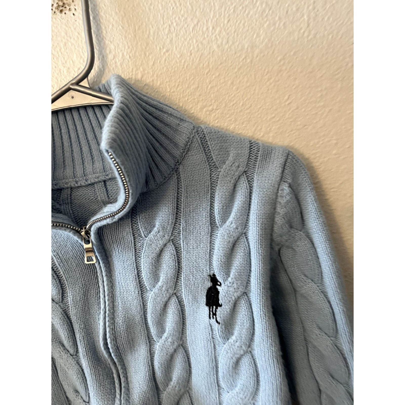 Shein SheIn Cable Knit Full Zip Sweater M Blue Womens Size M / US 6-8 / IT 42-44 - 2 Thumbnail