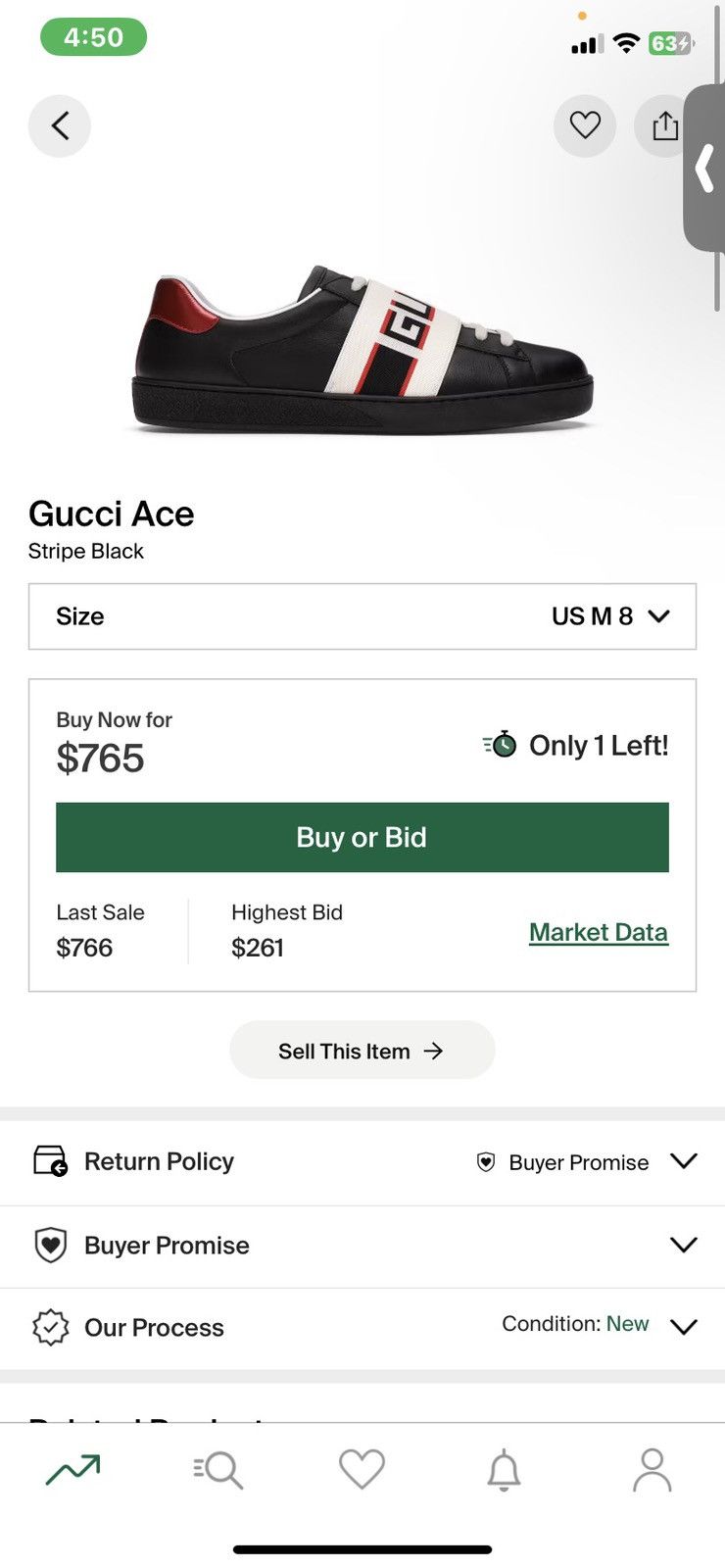Gucci Gucci Ace Stripe Black Size US 11 / EU 44 - 8 Thumbnail