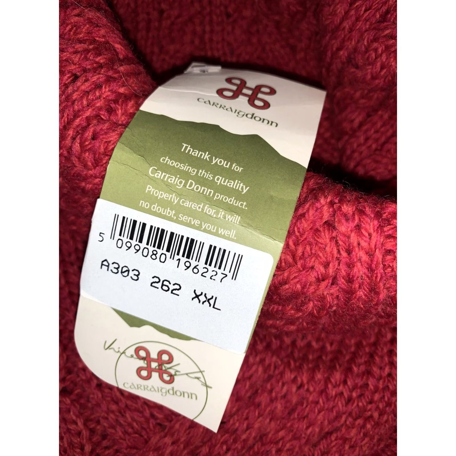Vintage Aran Woollen Mills Sweater Women's Aran Knit Red Roll Neck Pullover 2XL Cable-Knit Long Sleeve IE Connemara Green Vintage No Size XXL / US 16-18 / IT 52-54 - 5 Thumbnail