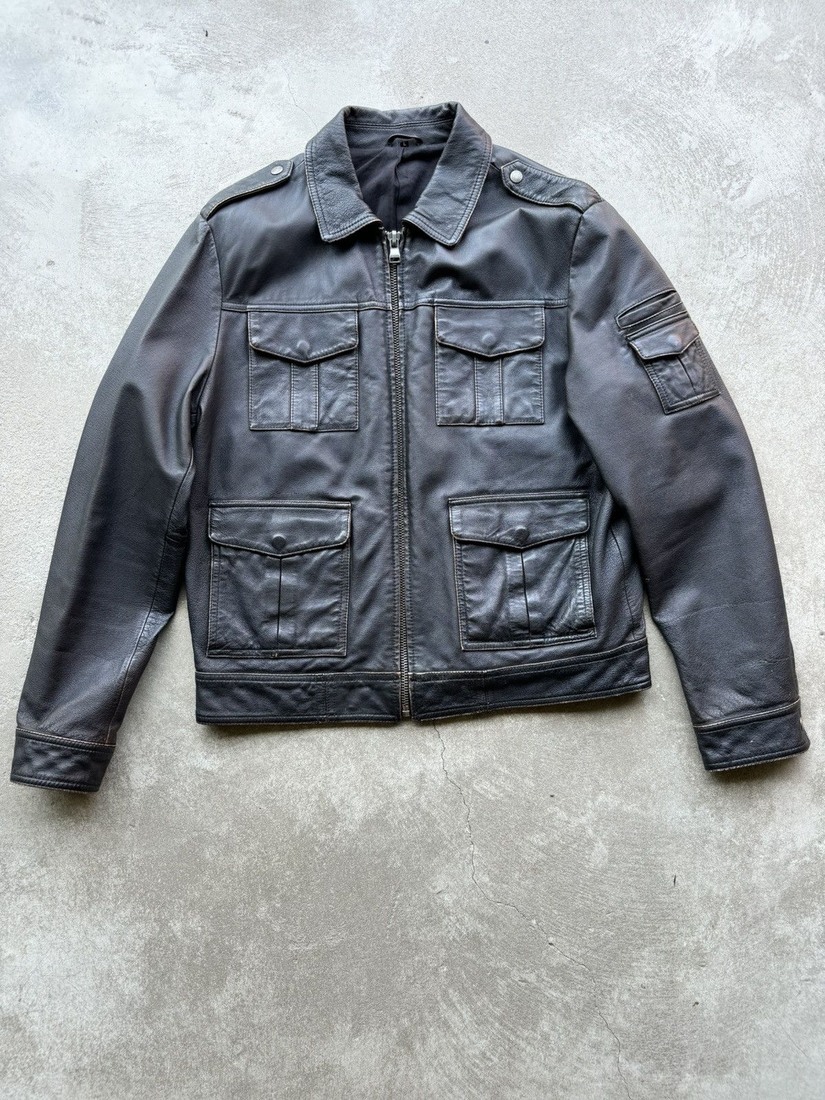 Vintage 90’s Pocket Real Leather Jacket SLP vibe