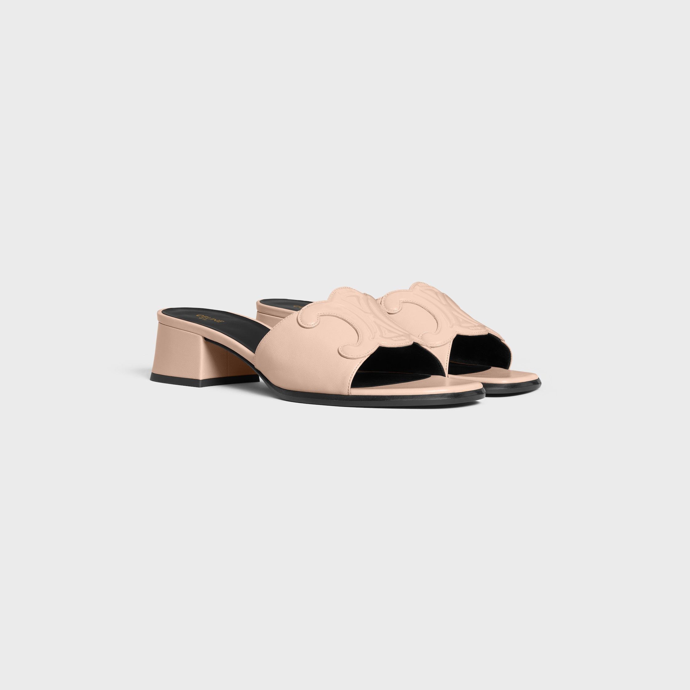CELINE CLEMENCE MULE IN LAMBSKIN AND PATENT CALFSKIN BLUSH