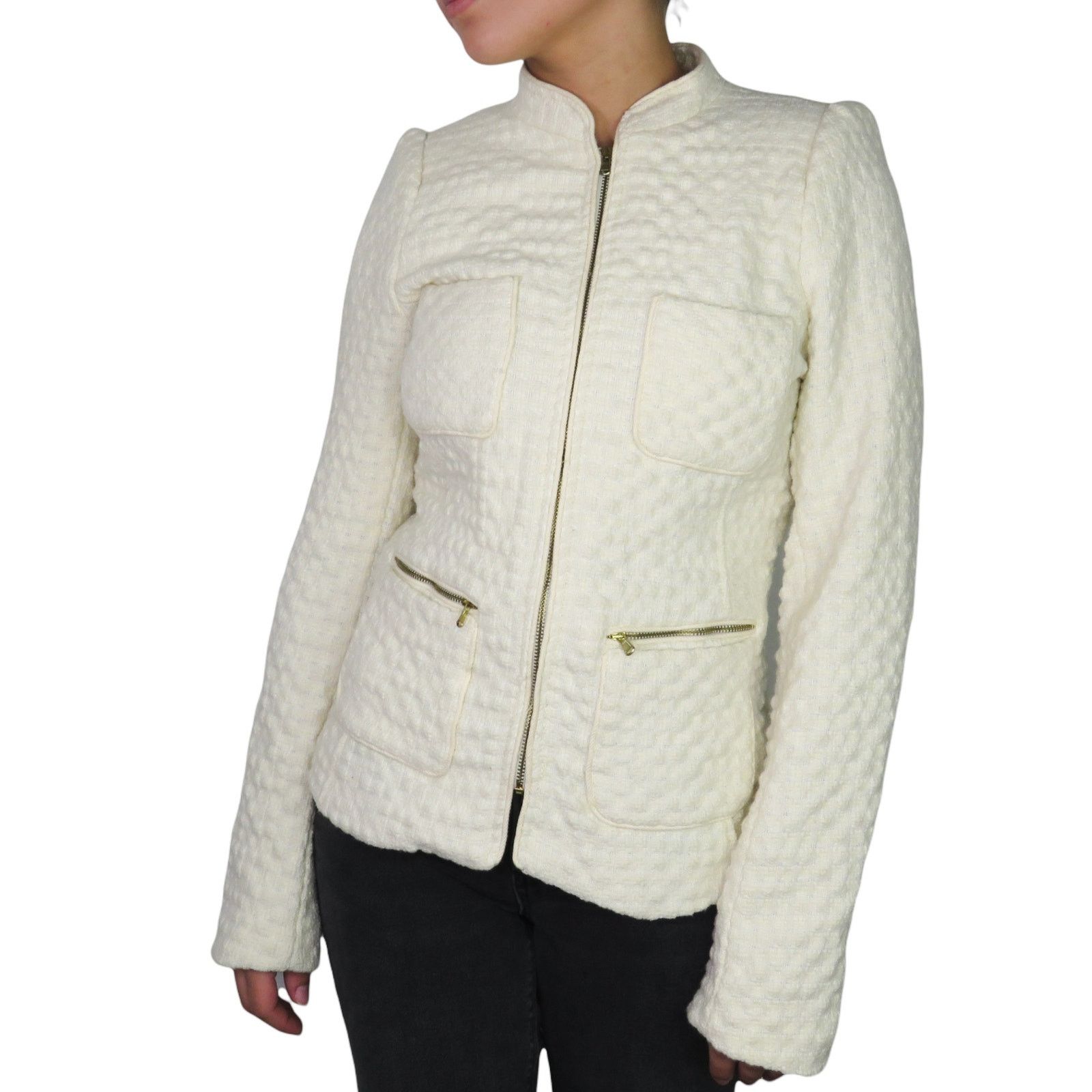 Zara Zara Basic Moroccan Cream Wool Jacket Twee Retro Glam Small Size S / US 4 / IT 40 - 1 Thumbnail