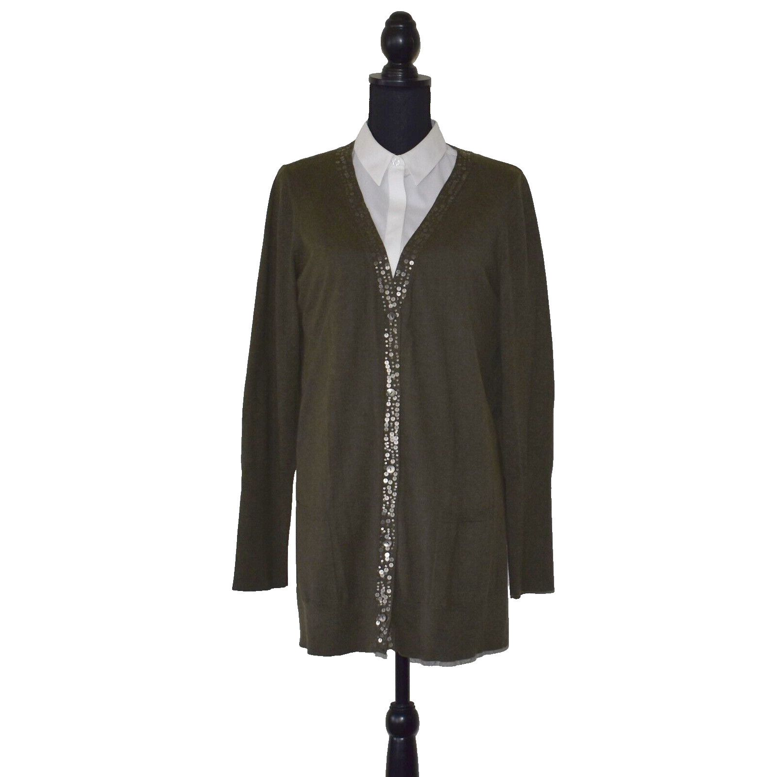 Eileen Fisher NEW EILEEN FISHER Cotton Cashmere Sequin Cardigan Sweater XL Size XL / US 12-14 / IT 48-50 - 1 Thumbnail