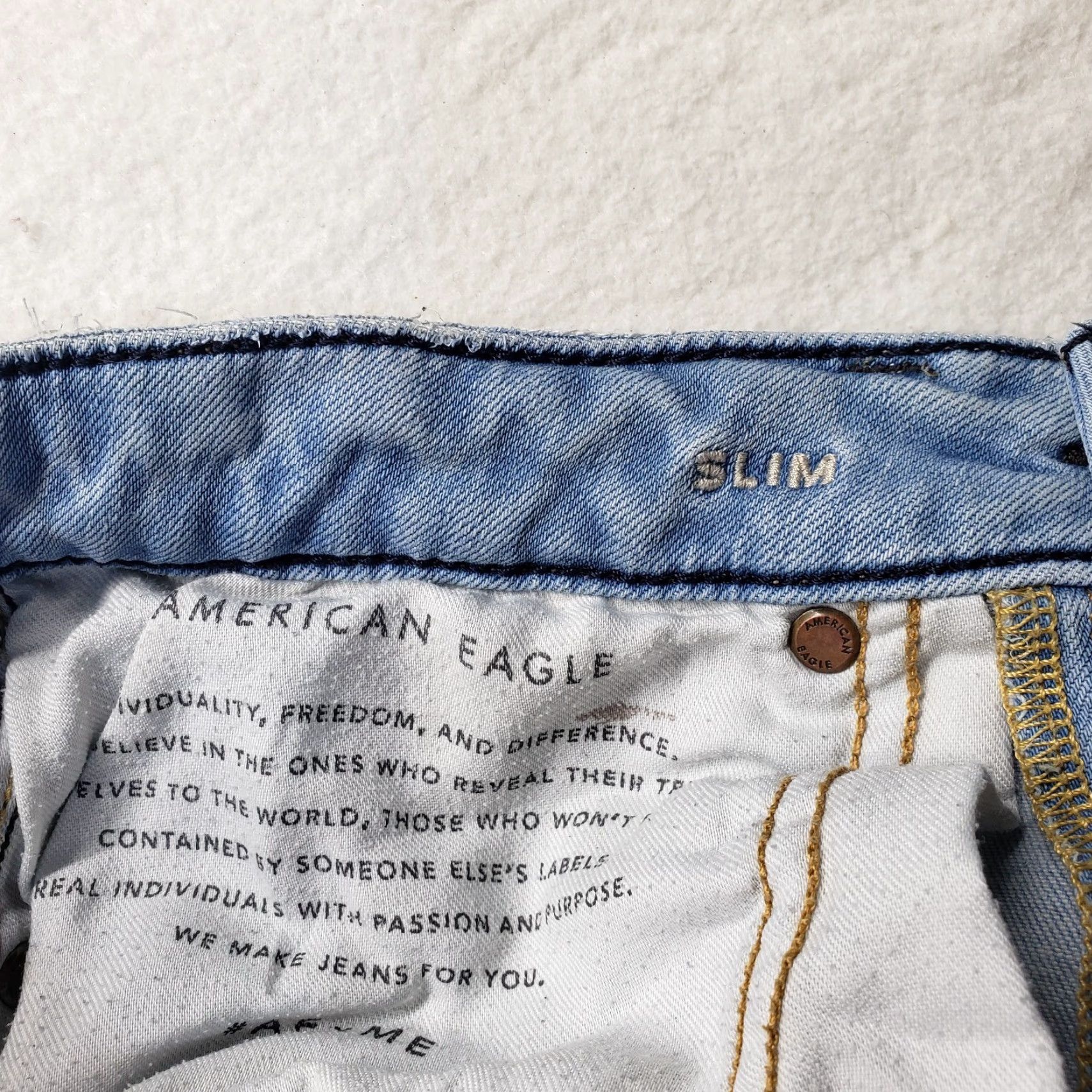 American Eagle Outfitters VINTAGE American Eagle Outfitters Cozy Airflex+ Slim Distressed Blue Jeans Men's 28 X 30 Size US 28 / EU 44 - 4 Thumbnail