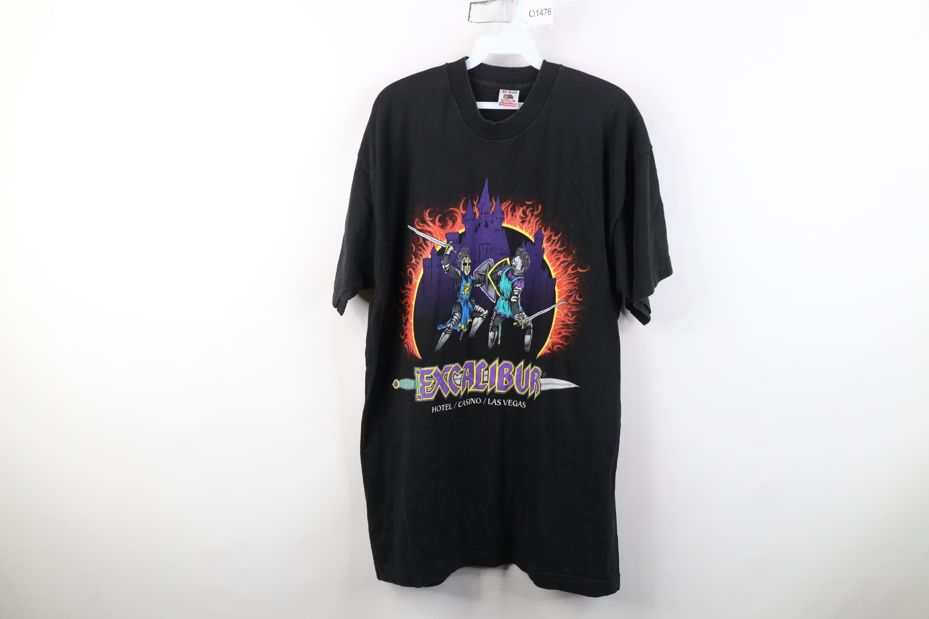 Vintage Vintage 90s Excalibur Casino Knight Sword Fight Fire T-Shirt Size US XL / EU 56 / 4 - 1 Thumbnail