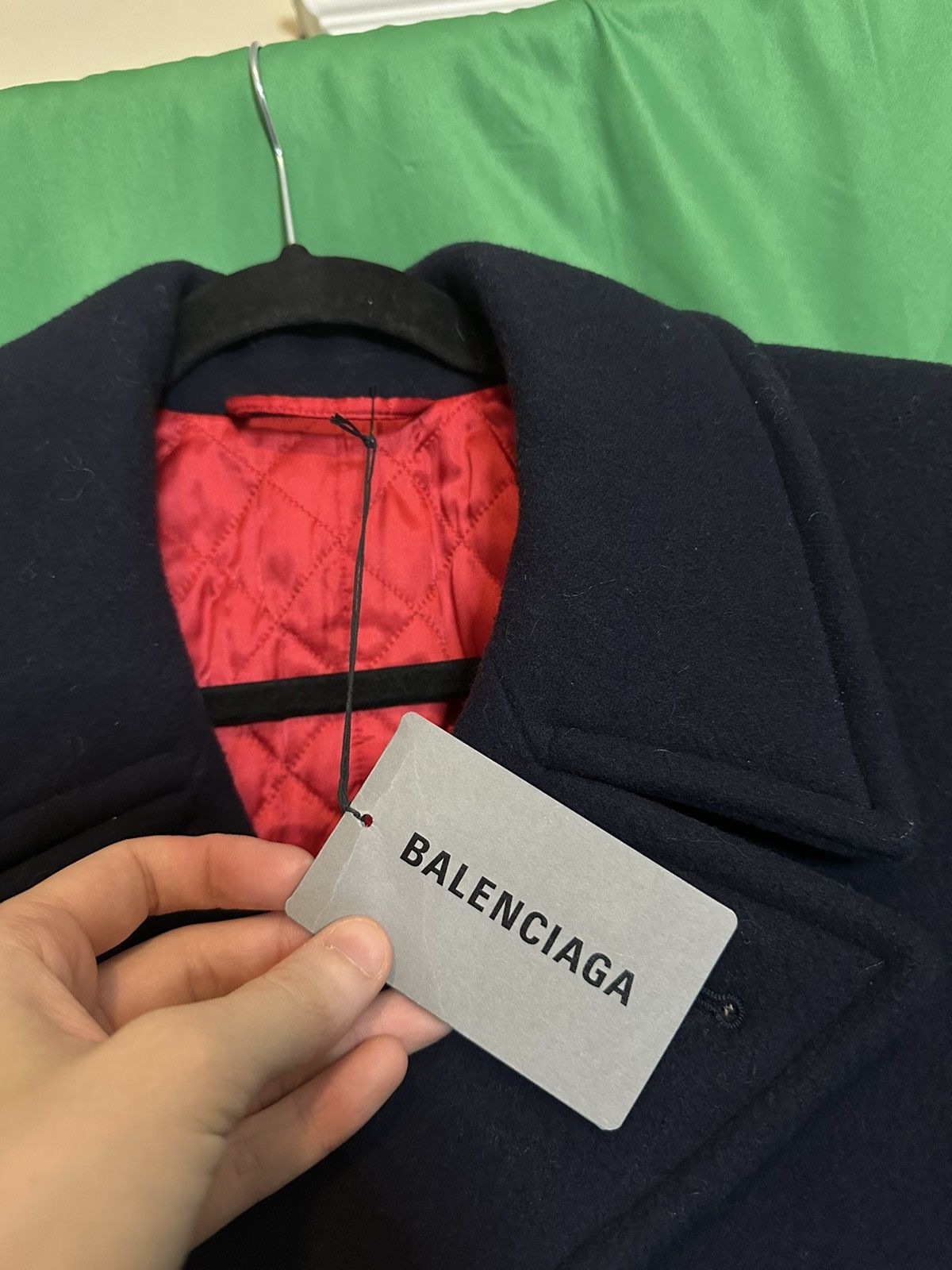 Balenciaga Padded shoulder cashmere + wool fleece 2019 peacoat NWT Size US S / EU 44-46 / 1 - 6 Thumbnail