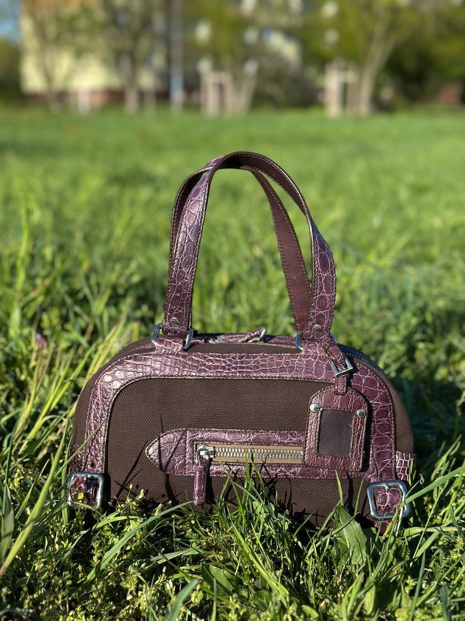 Prada Rare Bag - Prada Bowling crocodile Handbag Purple - Vintage Size ONE SIZE - 3 Thumbnail