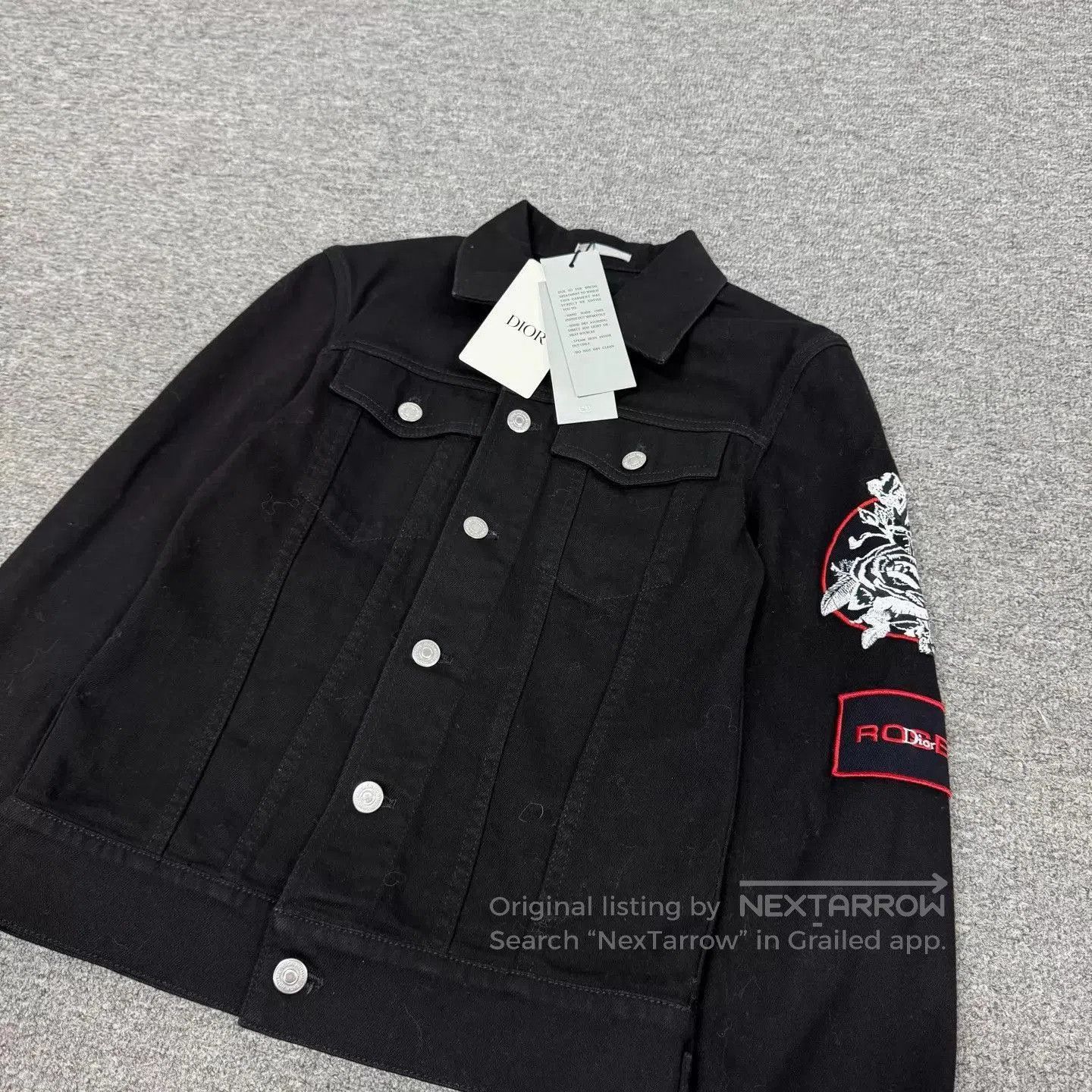 Dior Black Denim Jacket with Embroidered Sleeve - XS. Size US XS / EU 42 / 0 - 4 Thumbnail
