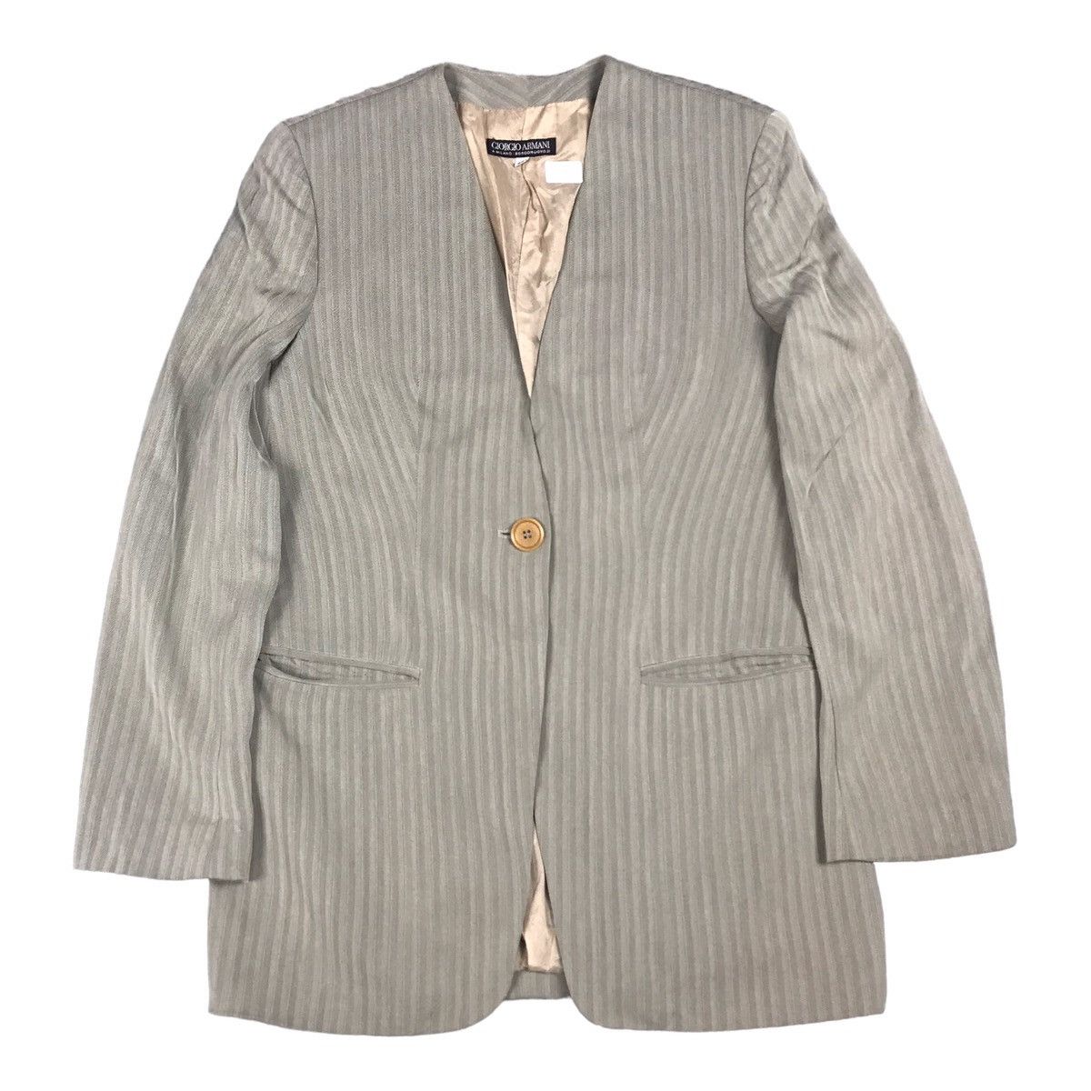 Giorgio Armani × Vintage GIORGIO ARMANI DESIGN STRIPED BLAZER COAT JACKET Size S / US 4 / IT 40 - 1 Thumbnail