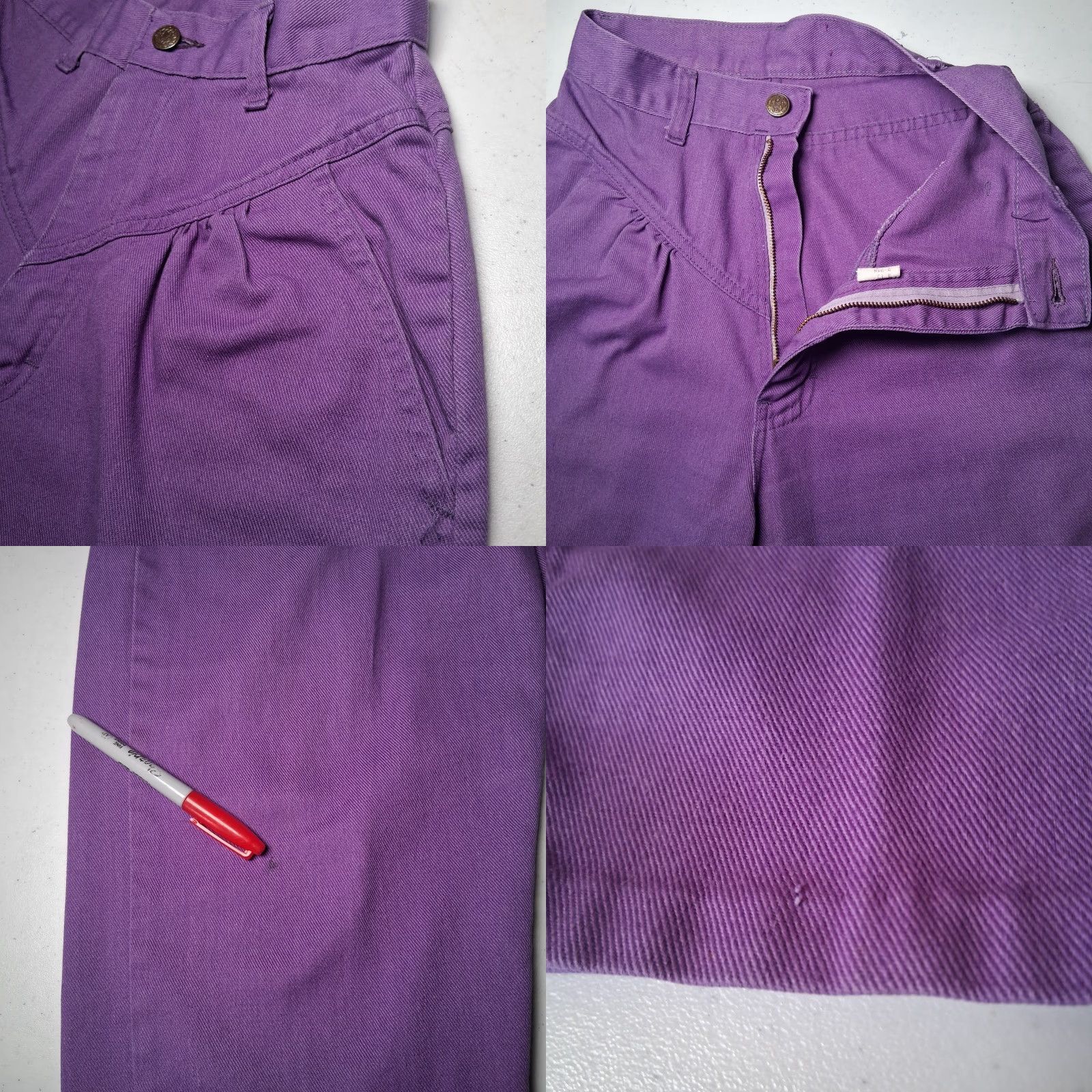 Vintage VINTAGE L'Abeille Sport by Beeline Pants Ladies 80s 90s Purple Pleated Drop Waist 23x27 Slim Tapered Crew Hem Size 32" / US 10 / IT 46 - 9 Thumbnail