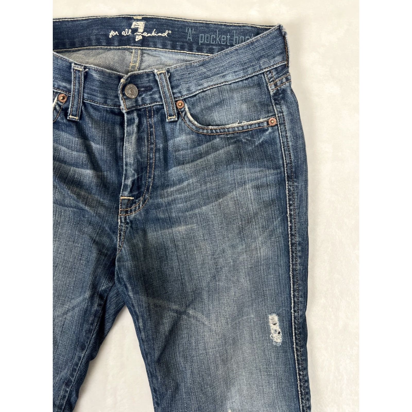 7 For All Mankind 7 For All Mankind Jeans Womens 28 Flare A Pocket Low Rise Dark Wash Denim Jeans 7 For All Mankind A Pocket Womens 28 Flare Low Rise Dark Wash Denim Size 28" / US 6 / IT 42 - 4 Thumbnail