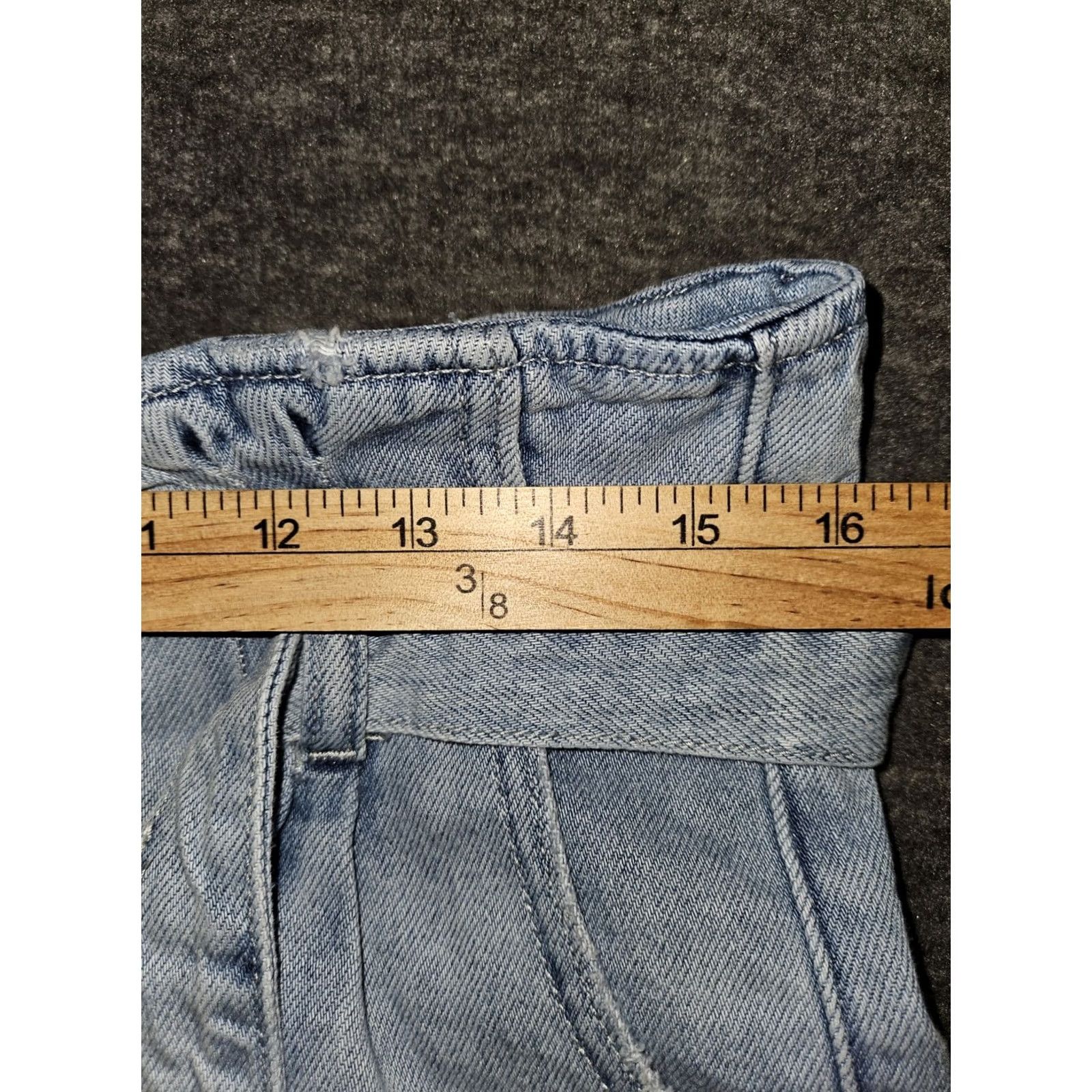 American Eagle Outfitters American Eagle Mom Short Blue Denim Belted Button Fly Distressed Women's 12 Size 34" / US 12 / IT 48 - 5 Thumbnail