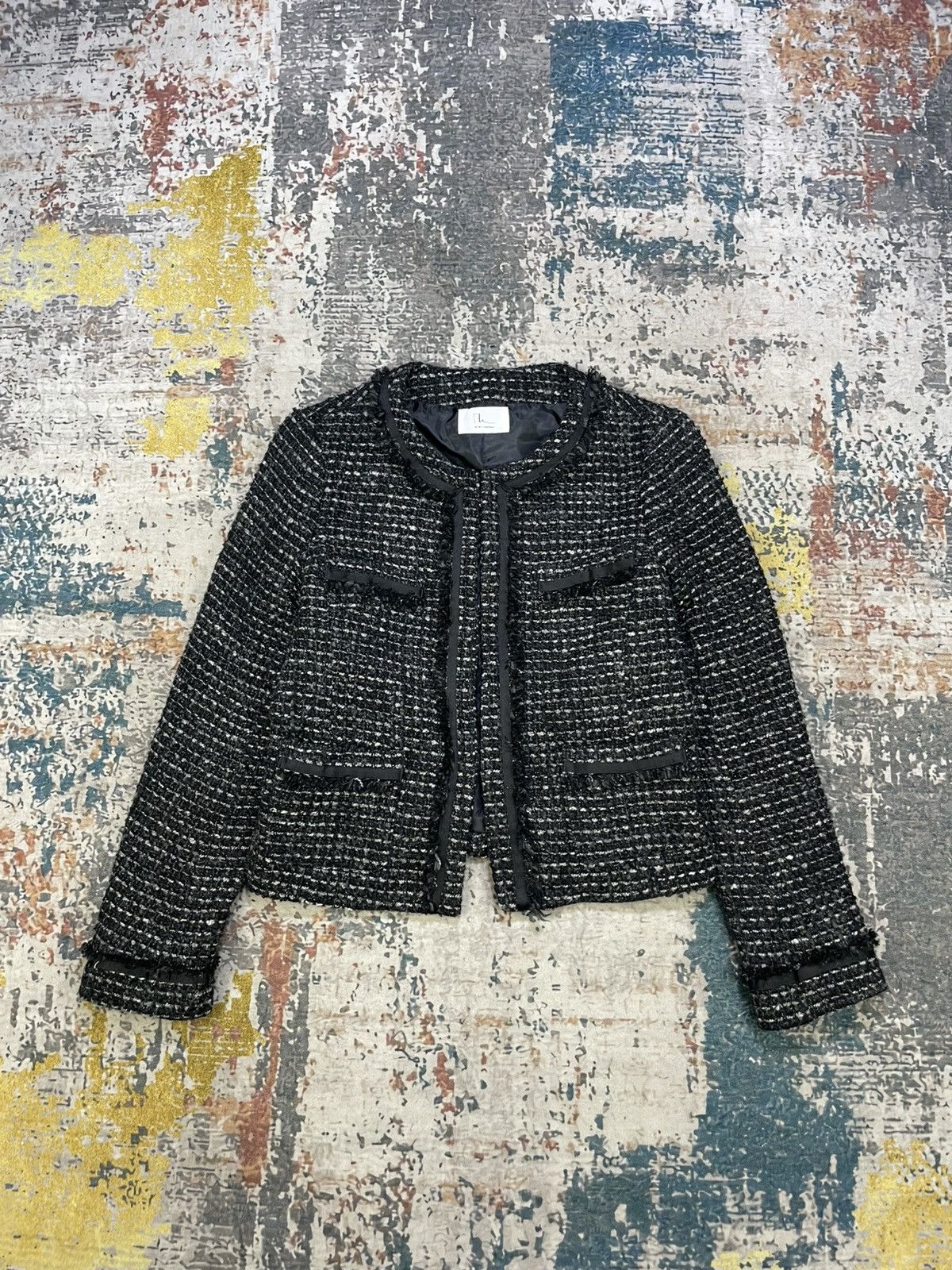 Japanese Brand Air Des Le Coeur Blanc Cropped Tweed Jacket Size XS / US 0-2 / IT 36-38 - 1 Thumbnail