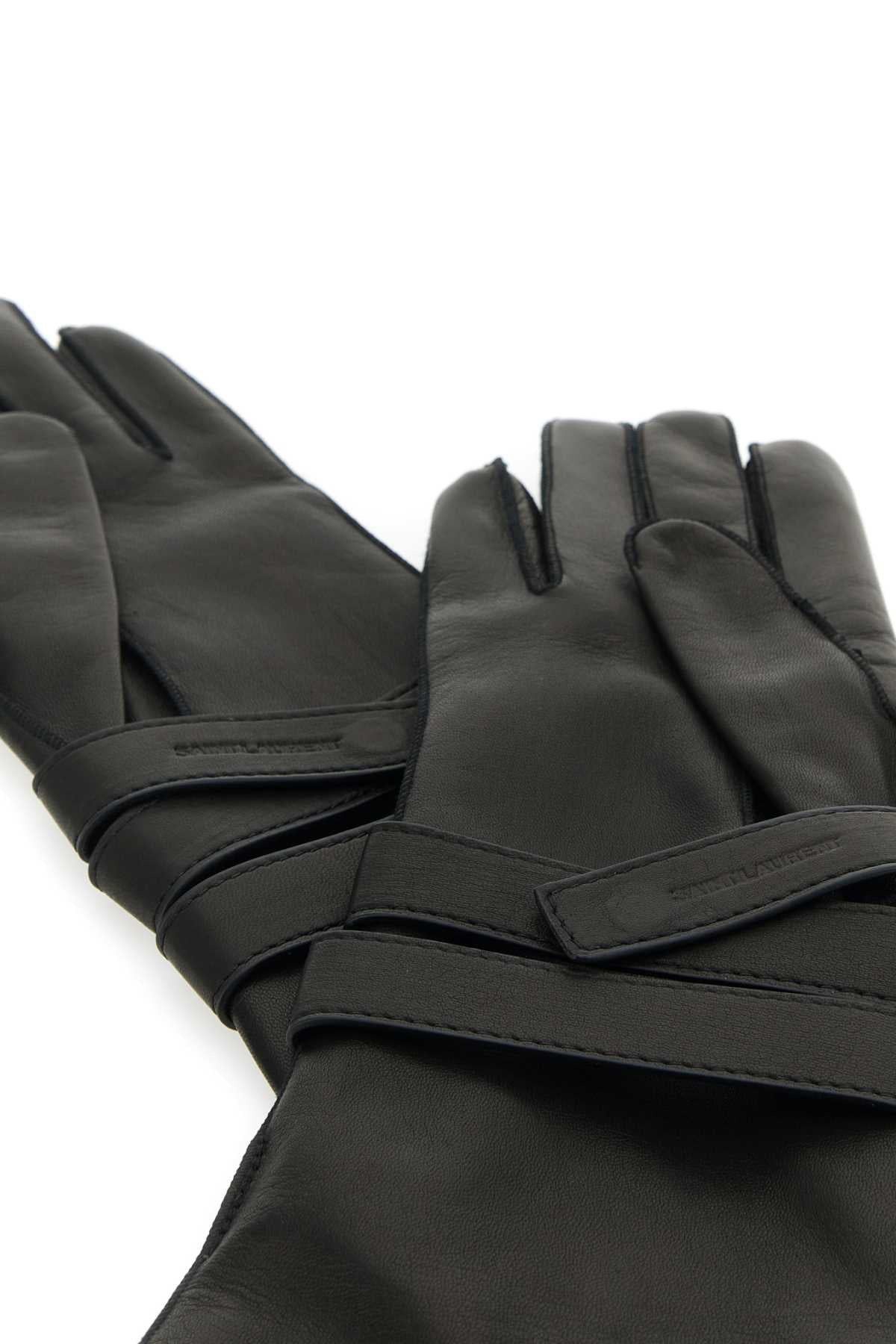 Saint Laurent Paris oc11z1225 Size: 6.5 / Aviator Gloves in Leather in Black Size ONE SIZE - 2 Thumbnail