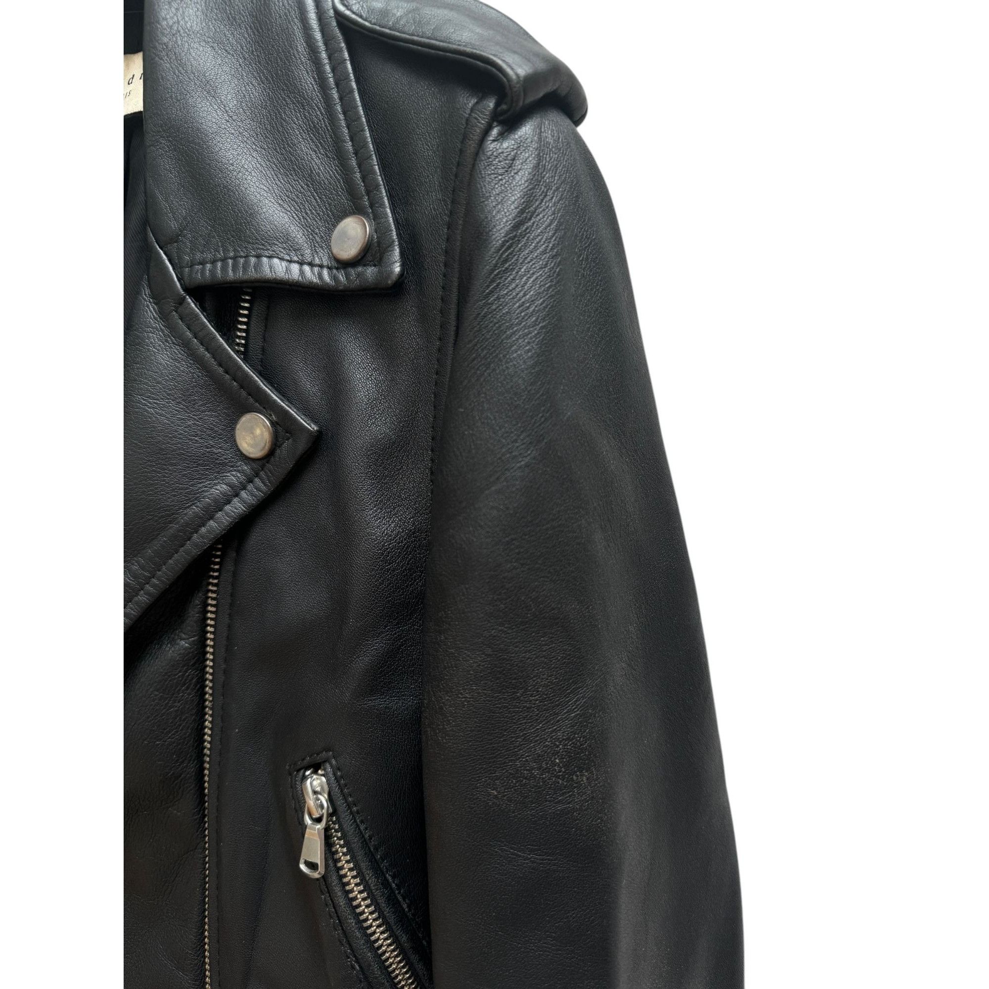 Sandro Black Biker Leather Jacket Size XS / US 0-2 / IT 36-38 - 5 Thumbnail