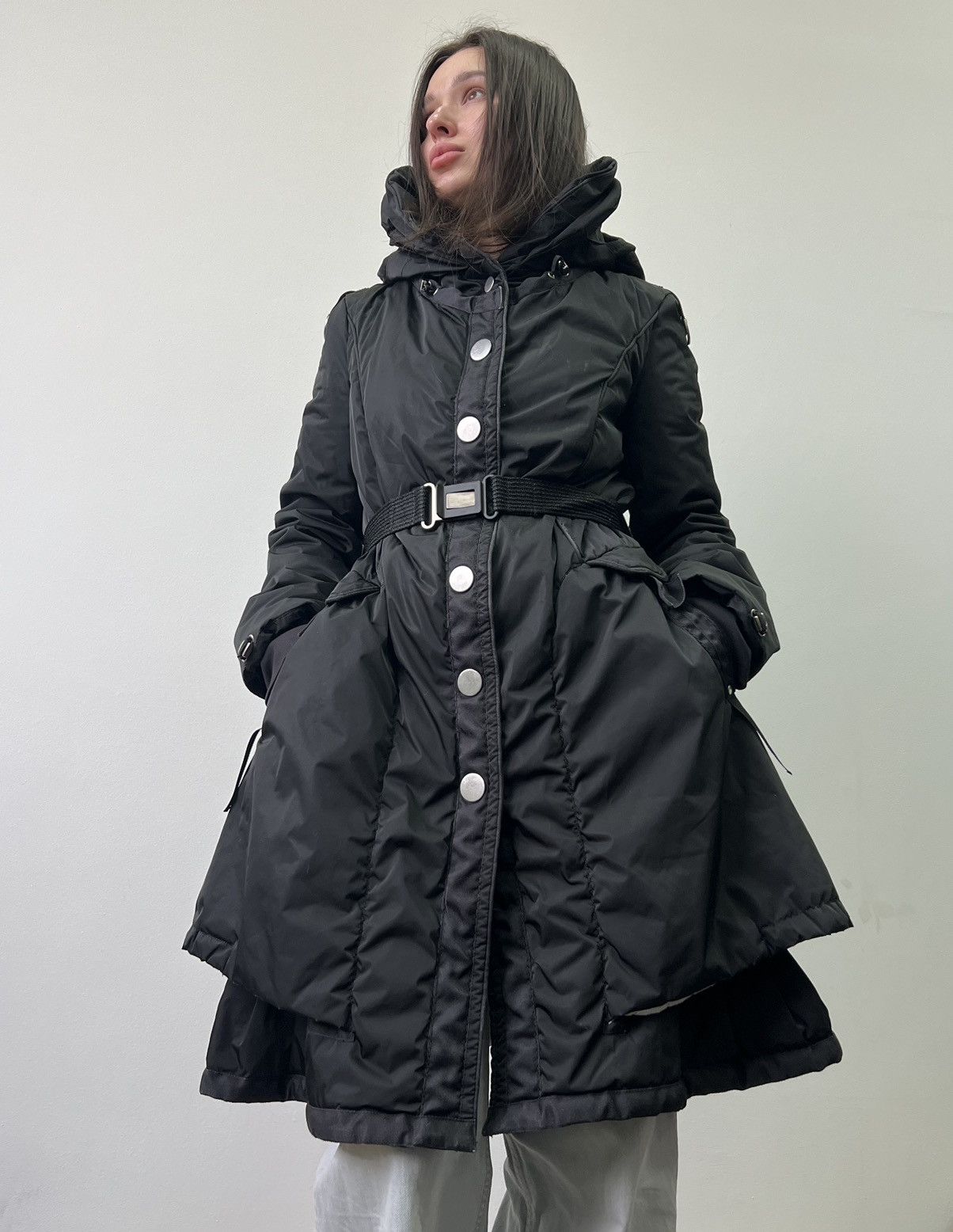 Marithe + Francois Girbaud Marithe Francois Girbaud Black Hooded Long Coat Jacket Size M / US 6-8 / IT 42-44 - 1 Thumbnail