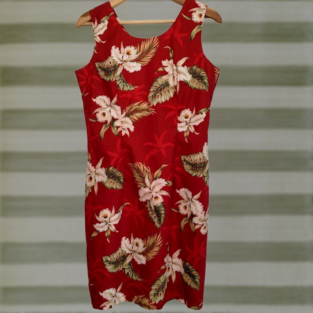 Vintage VINTAGE Ky's Dress Womens L Red Hawaiian Print Large White Floral Tropical Aloha Sundress Size L / US 10 / IT 46 - 1 Thumbnail