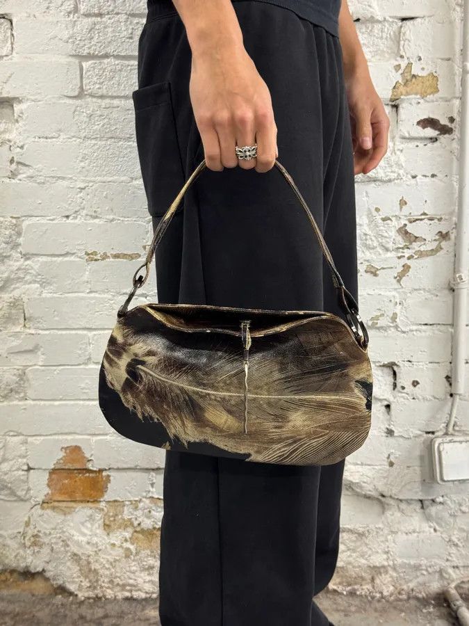 Roberto Cavalli Roberto Cavalli Feather Charm Black & Beige Handle Bag Size ONE SIZE - 2 Thumbnail