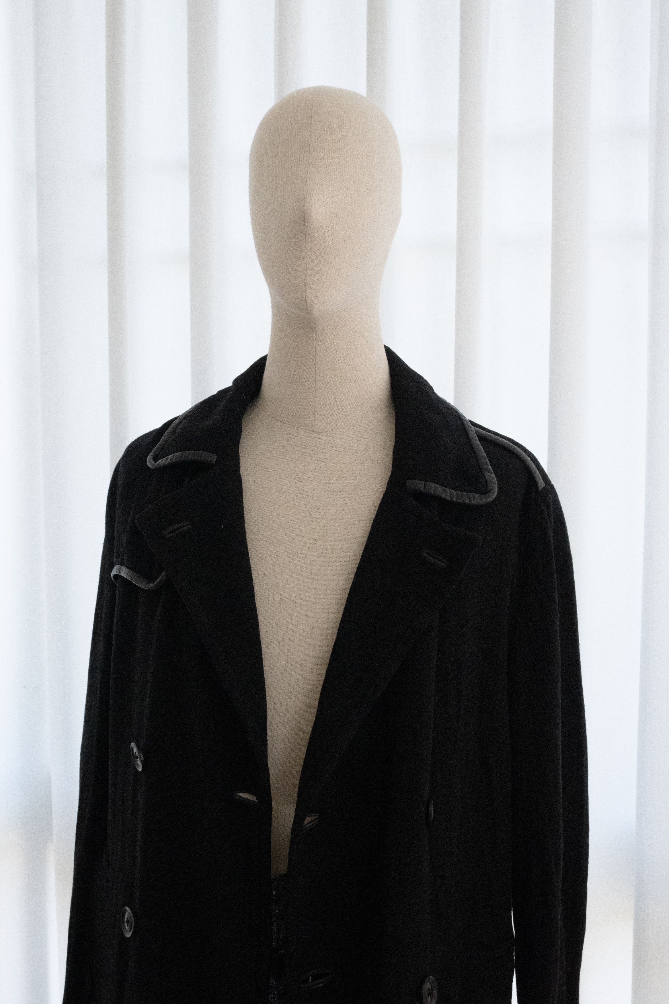 Yohji Yamamoto AW2006 YOHJI YAMAMOTO Y’S WOOL LEATHER TRIM COAT Size US L / EU 52-54 / 3 - 11 Thumbnail