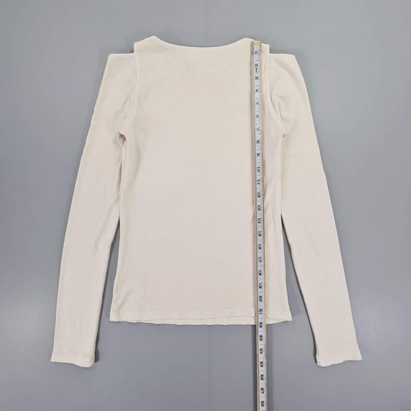 Velvet Velvet by Graham & Spencer Womens Top Ivory XS Emma Cut Out Ribbed T shirt Size XS / US 0-2 / IT 36-38 - 6 Thumbnail