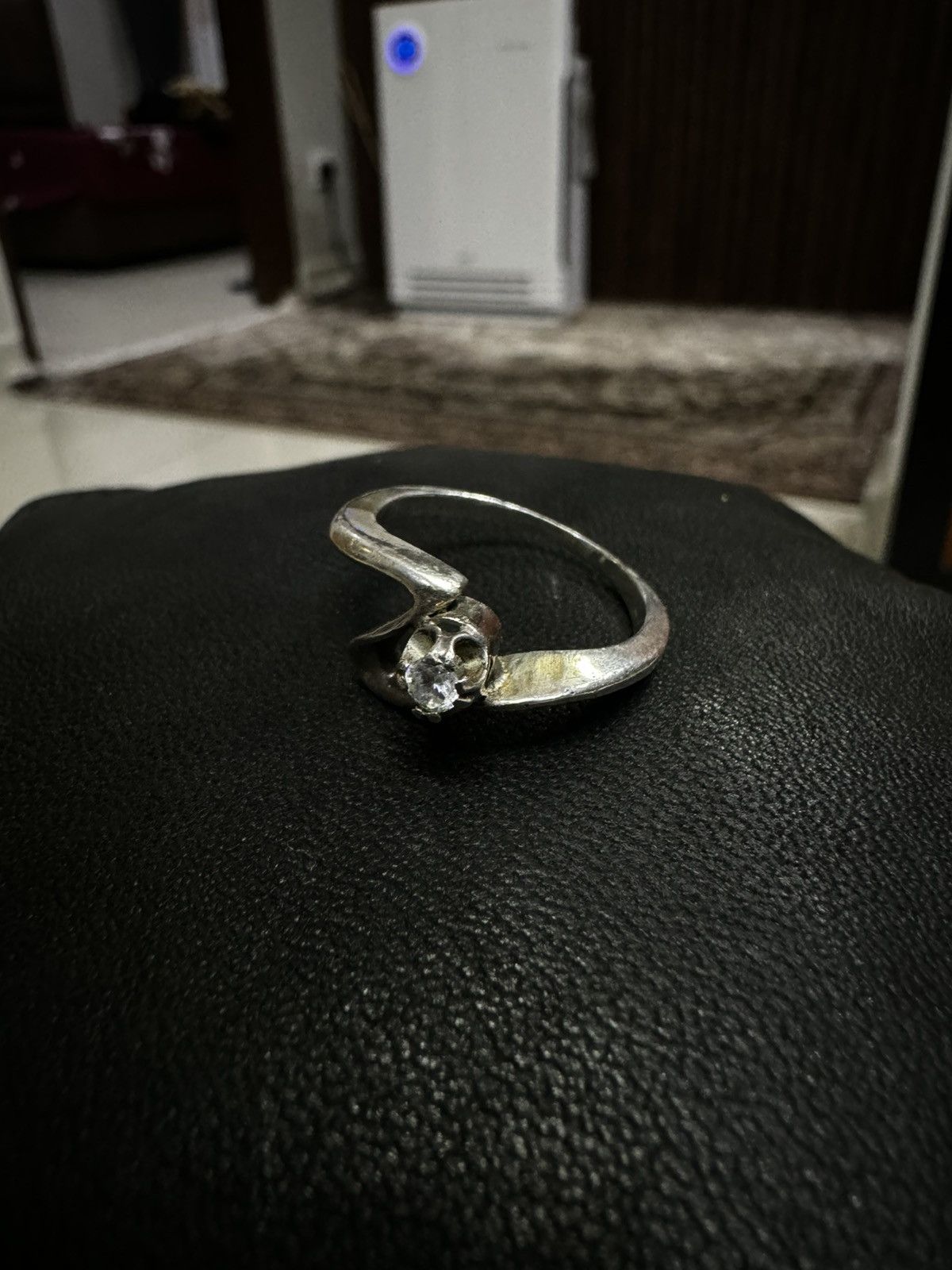 Jewelry × Sterling Silver CURVE STYLE DIAMOND RING Size ONE SIZE - 2 Thumbnail