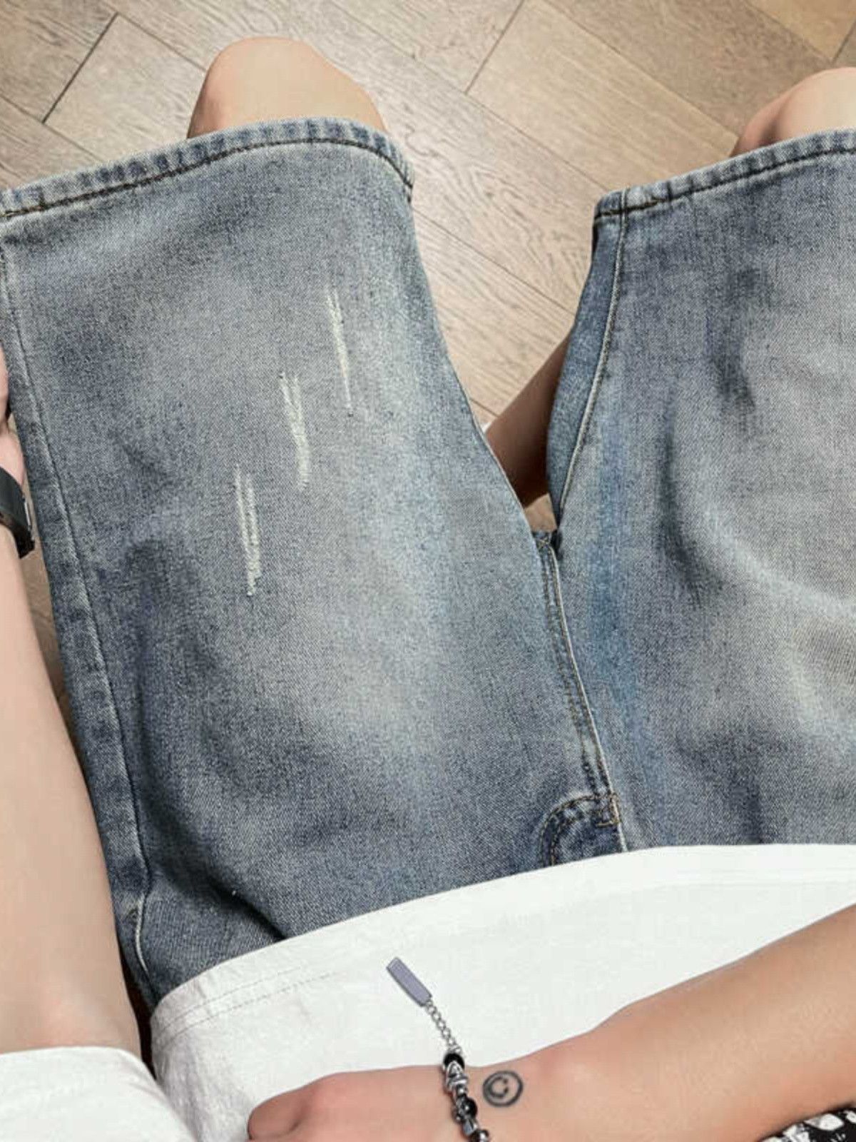 Japanese Brand × Jean Retro washed straight leg denim shorts Size US 32 / EU 48 - 2 Thumbnail