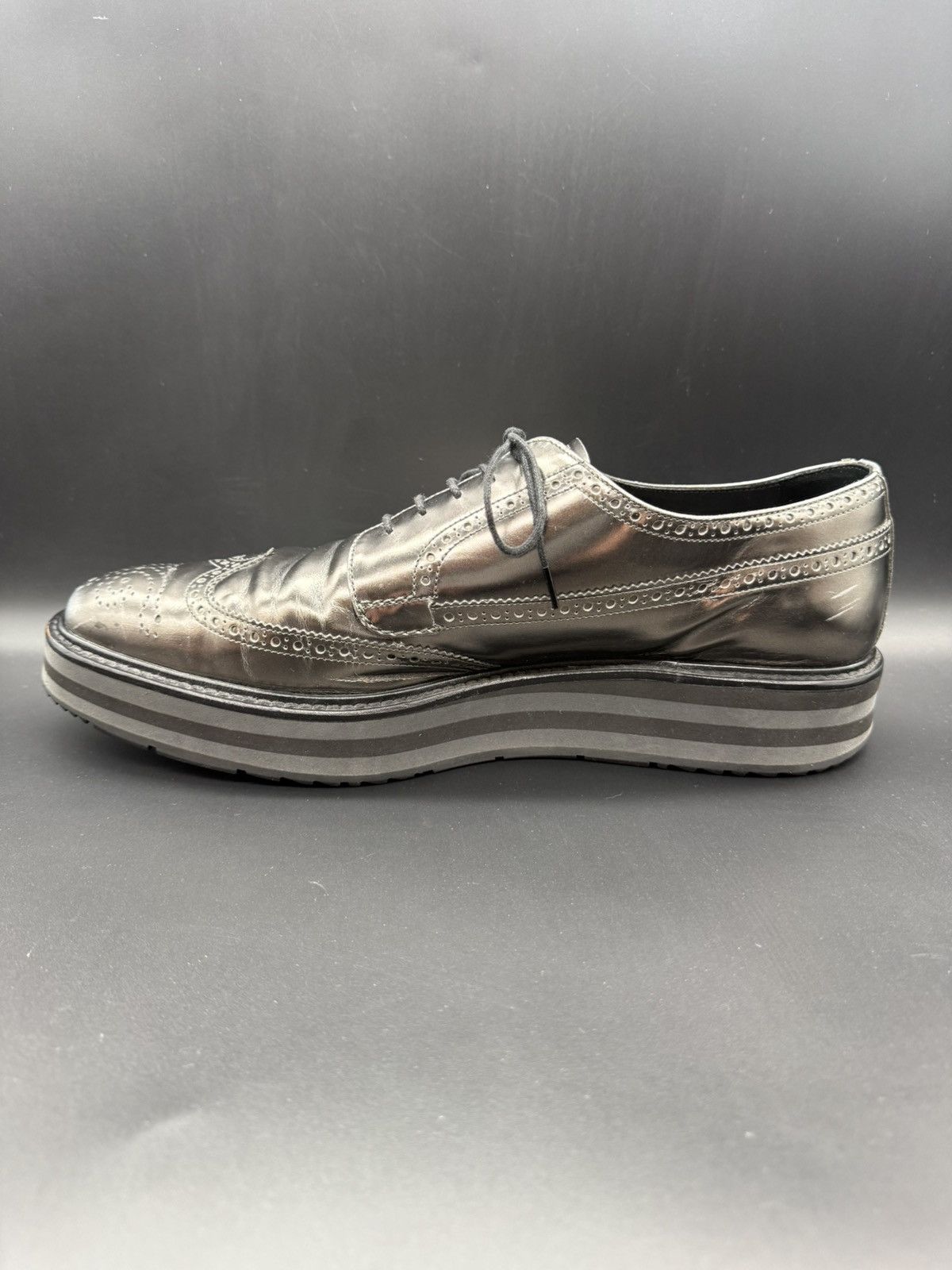 Prada PRADA Metallic Leather Platform Wingtip Brogue Oxford-US 11 Size US 11 / EU 44 - 7 Thumbnail