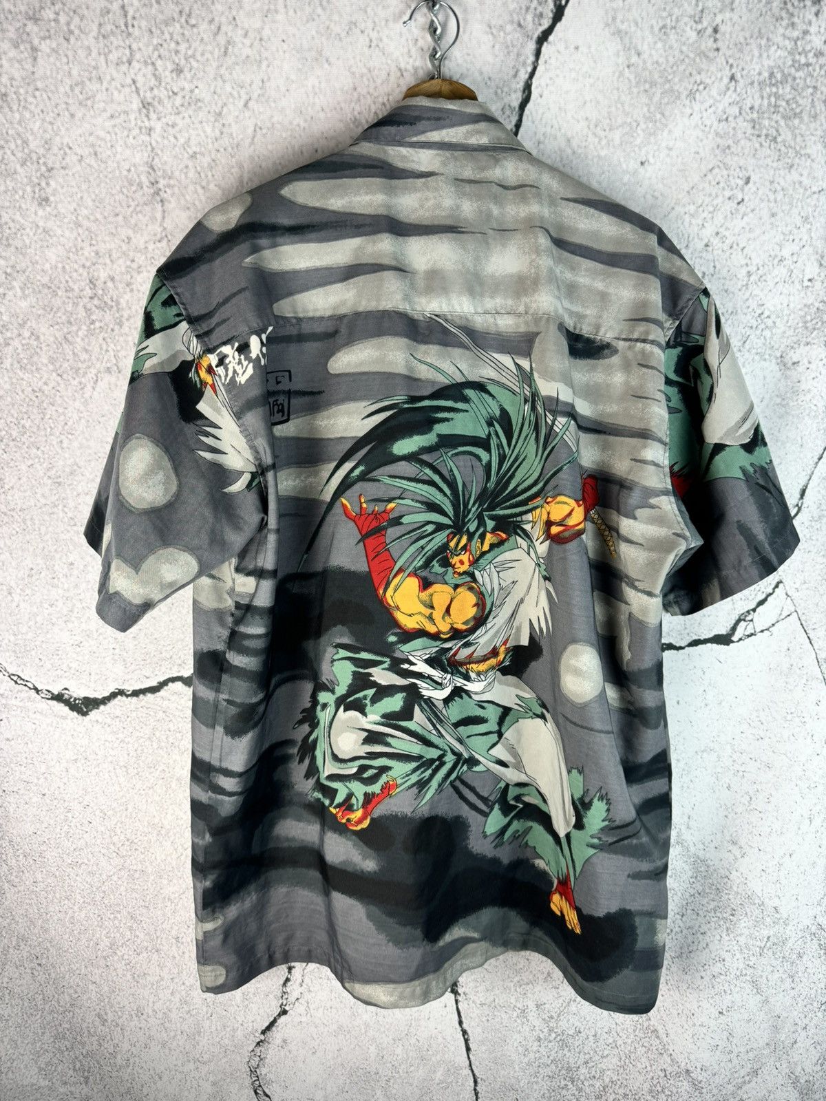 Japanese Brand Y2K Anime Shirt Button Up Samurai asian symbols dragon 00s Size US L / EU 52-54 / 3 - 2 Thumbnail