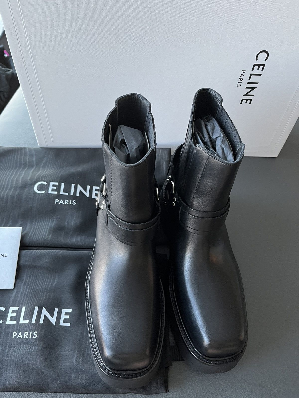Celine × Hedi Slimane Super Runway Celine Hedi Slimane Biker Chelsea Boots New Size US 11 / EU 44 - 13 Thumbnail