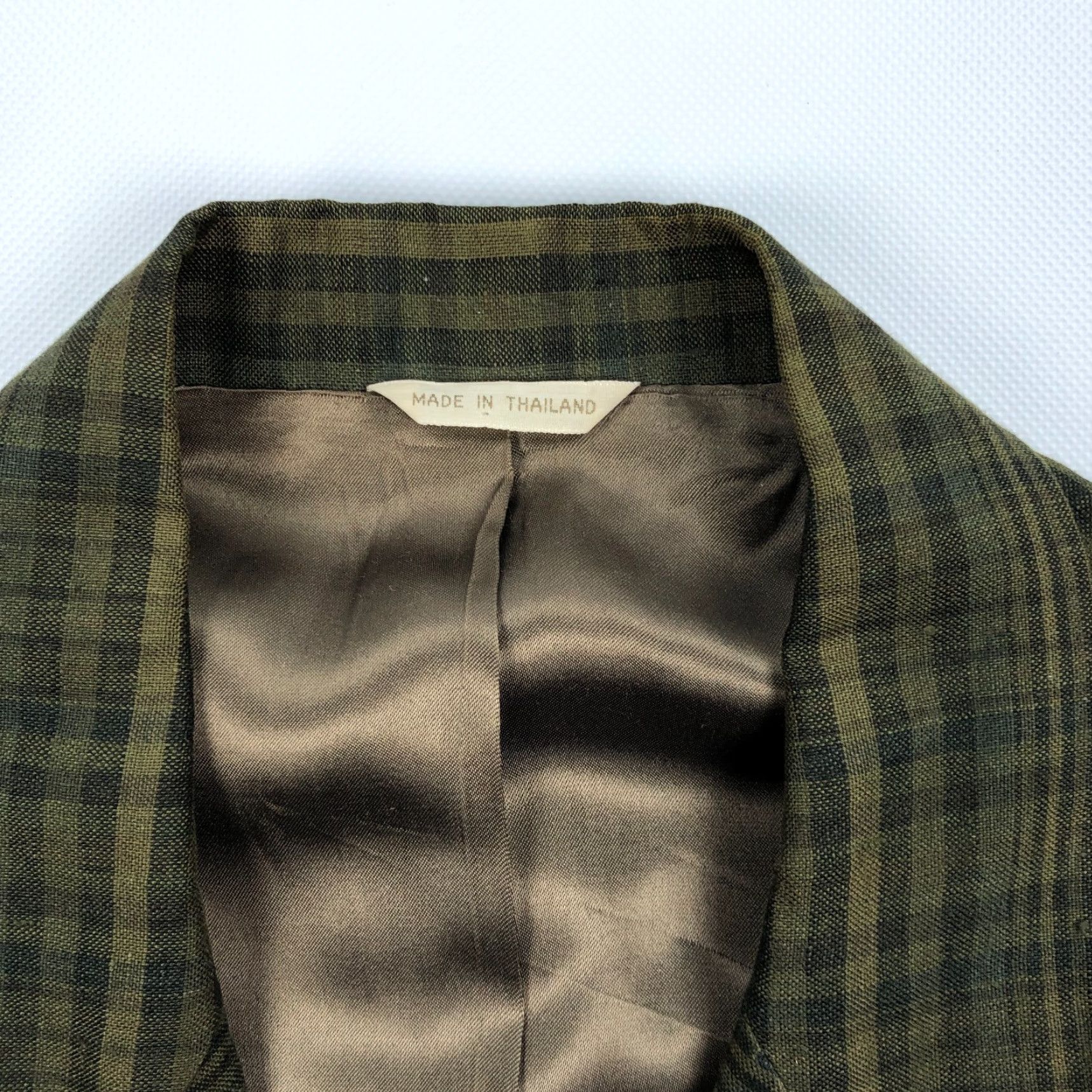 Banana Republic VINTAGE Banana Republic Blazer Jacket Sport Coat Plaid Green 100% Linen L 44R Mens Size 42R - 2 Thumbnail