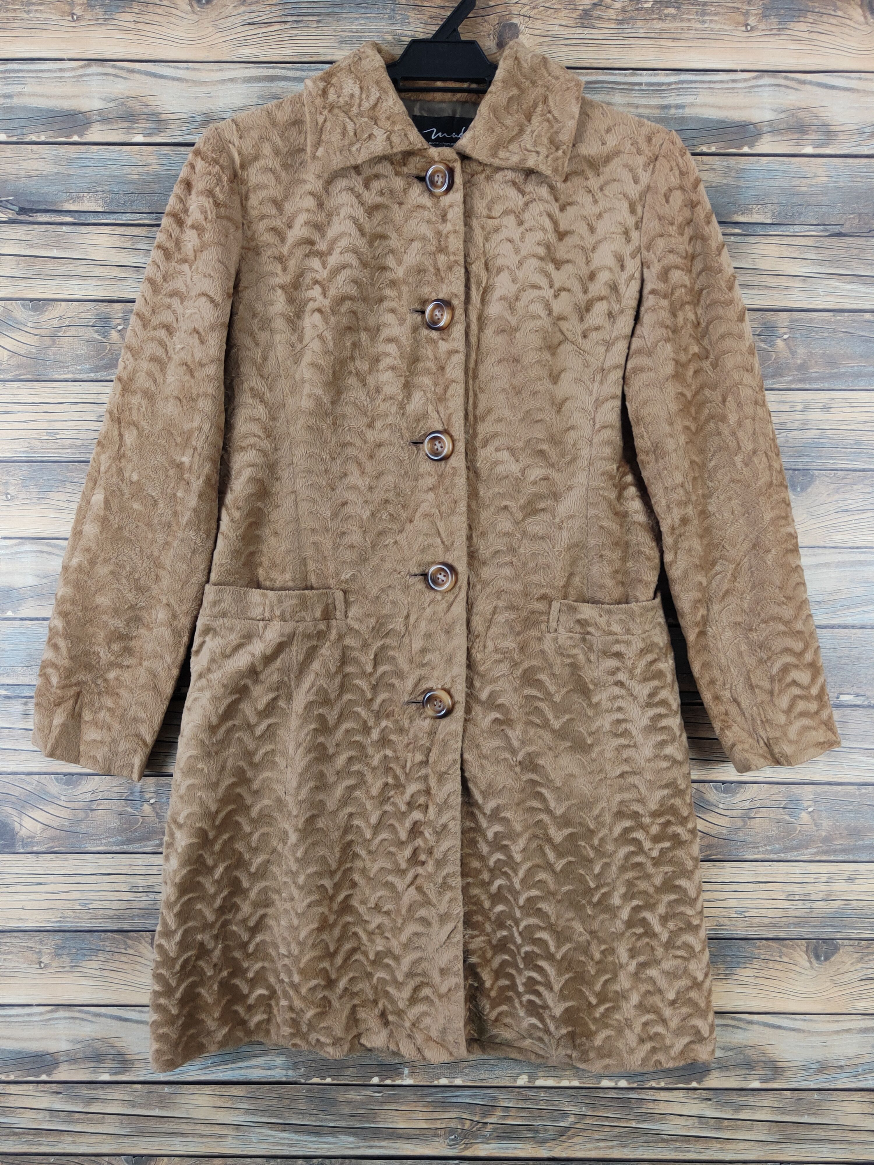 Japanese Brand × Vintage Retro Design Hologram logo 💥 Mady Brown Fur Faux Coats Size S / US 4 / IT 40 - 1 Thumbnail