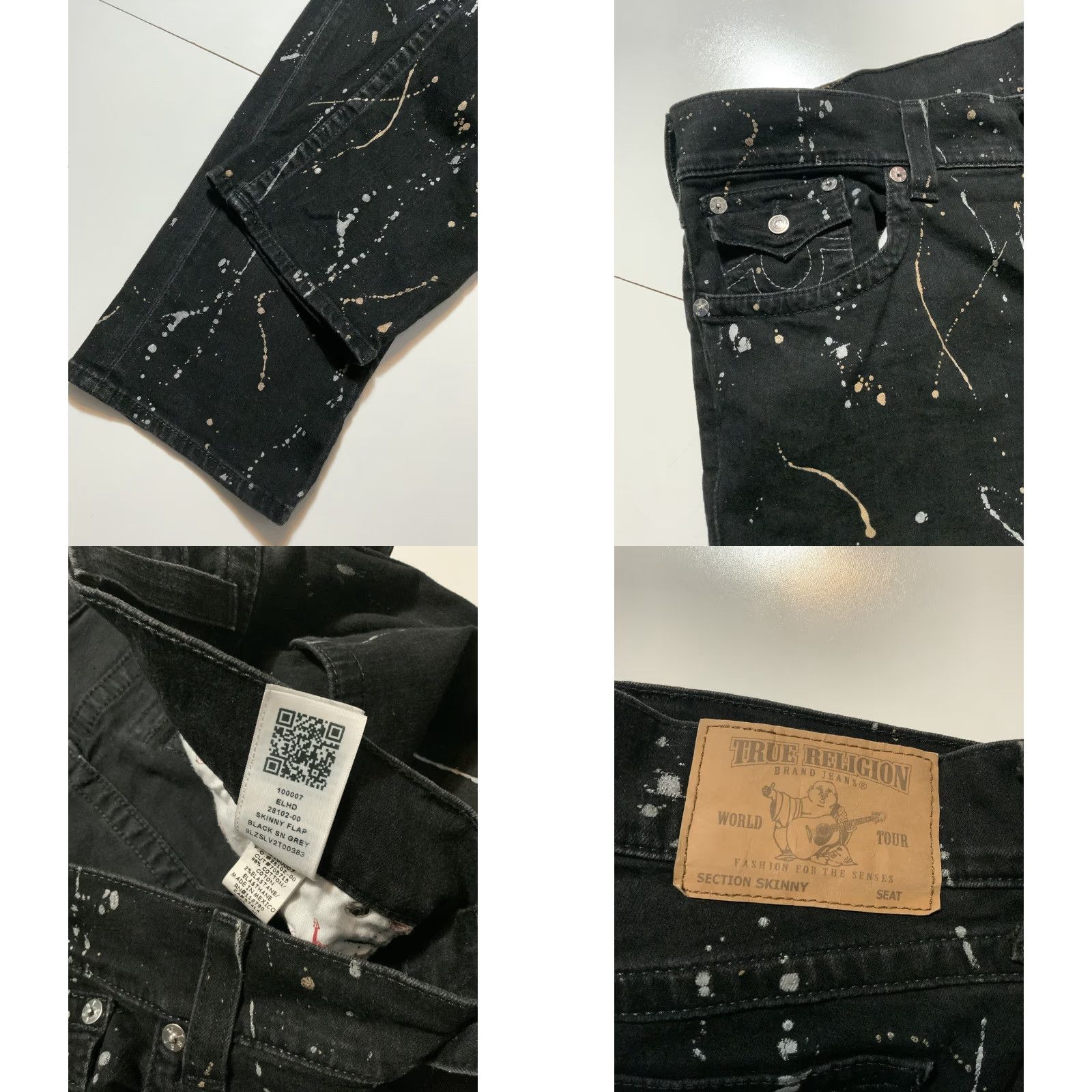 True Religion VINTAGE True Religion Paint Splatter Skinny Flap Horseshoe Mens Black Denim Jeans Sz. 40 - Men Jeans Black 40 Slim Skinny Flap Horseshoe 34 Inseam Size US 40 / EU 56 - 8 Thumbnail