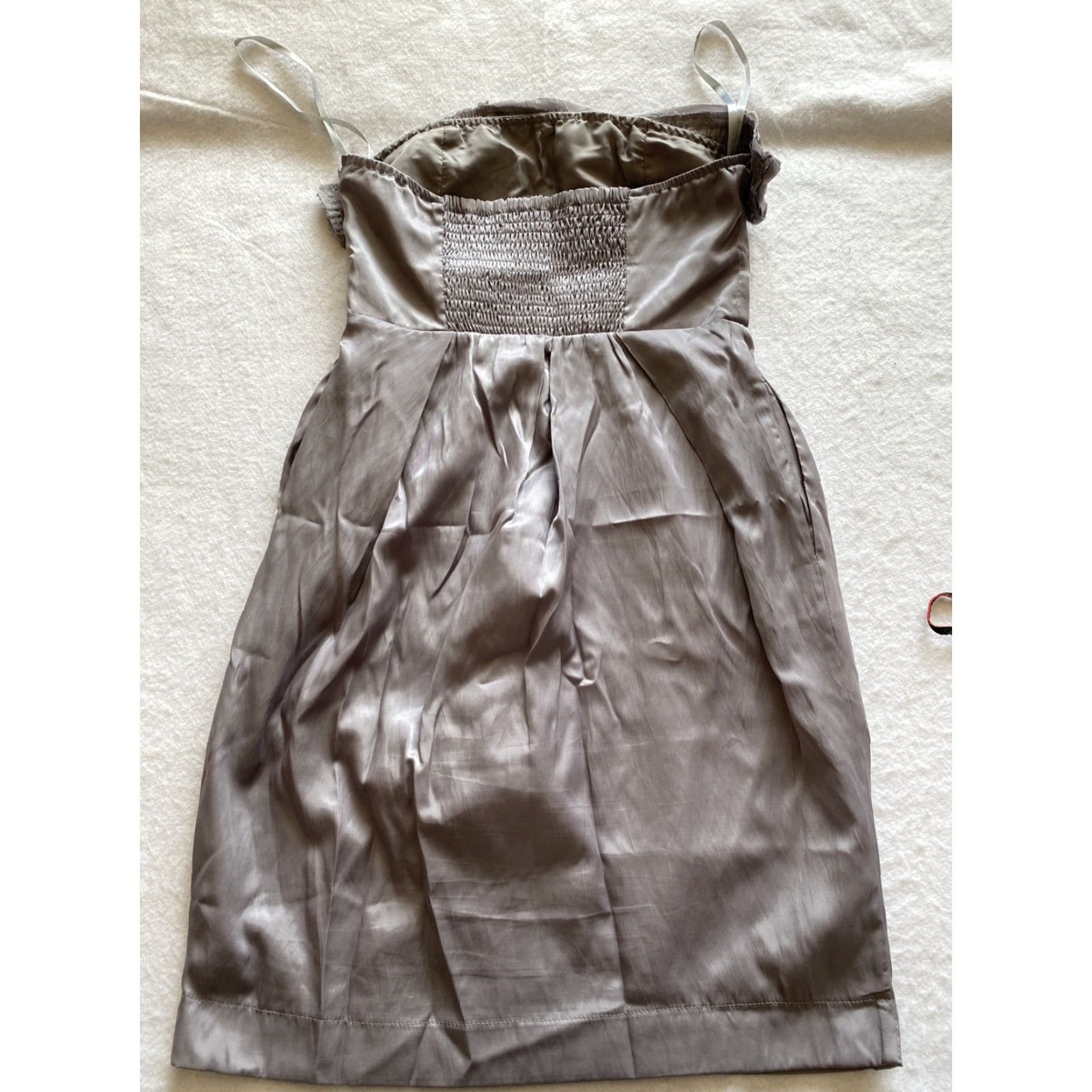 Vintage TCEC Dress Women’s S Gray Ruffle Chest Sleeveless Pencil Dress Short 18-11 Womens Size S / US 4 / IT 40 - 7 Thumbnail