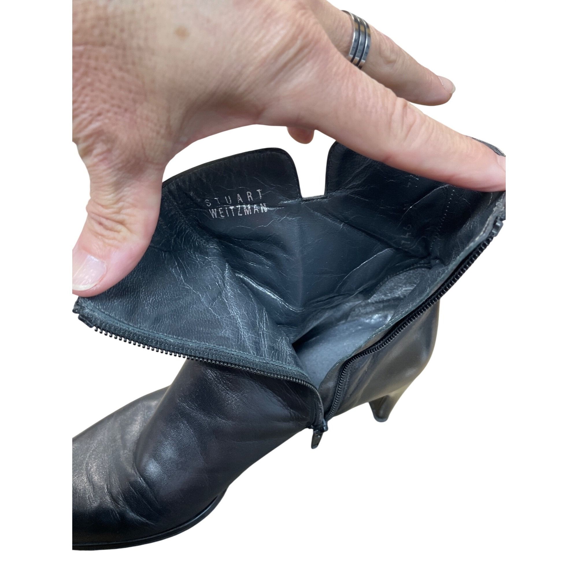 Stuart Weitzman Stuart Weitzman womans black leather zip heeled 2.5" ankle b Size US 7.5 / IT 37.5 - 11 Thumbnail