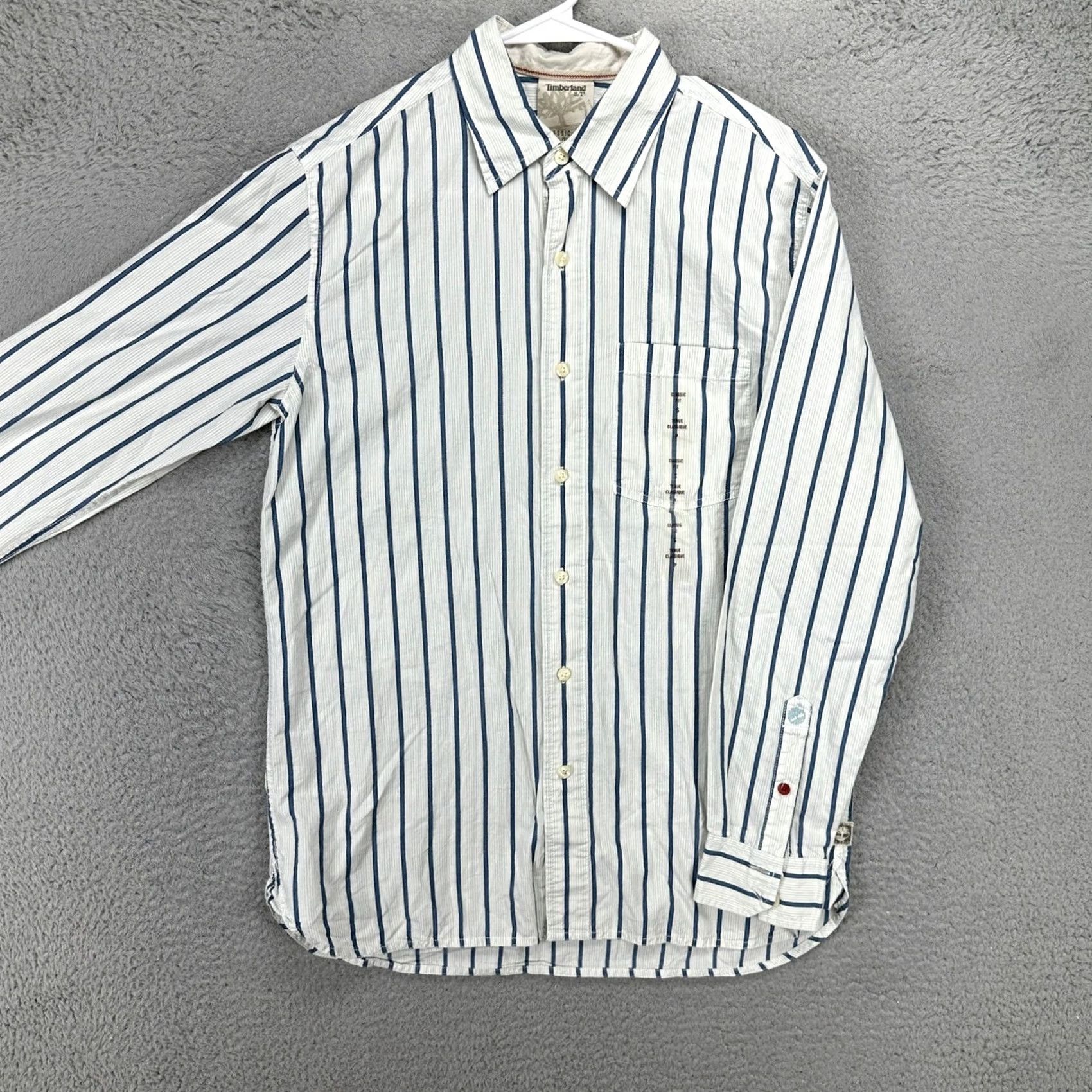 Timberland Timberland Button Up Shirt Small White Blue Stripe Pocket Organic Cotton NEW Mens S Long Sleeve Collared Pocketed Classic Fit Size US S / EU 44-46 / 1 - 2 Thumbnail