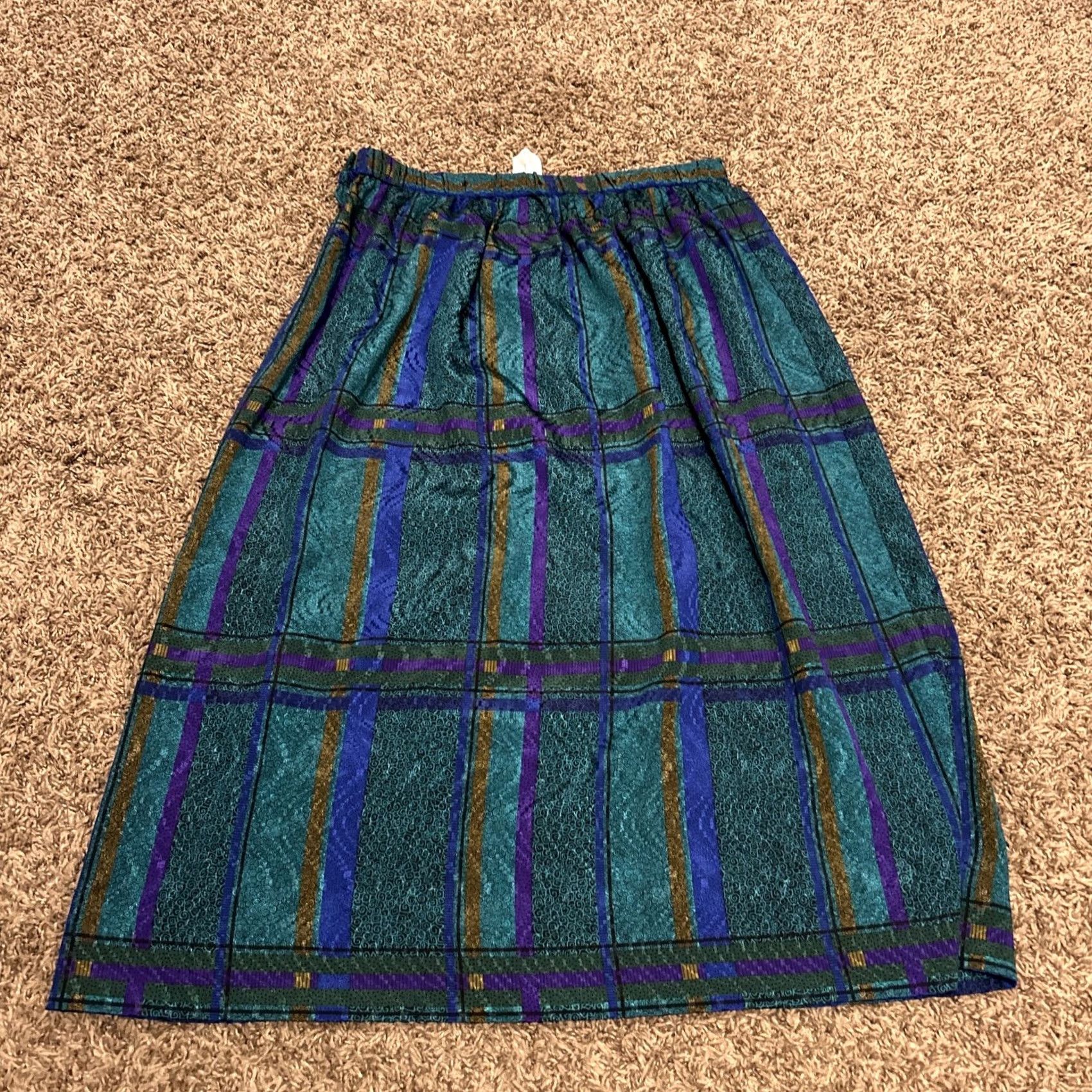 Vintage VINTAGE 5 Seas Skirt Women’s 4 Midi A-Line Teal Purple Peacock B12 Womens Size 27" / US 4 / IT 40 - 3 Thumbnail