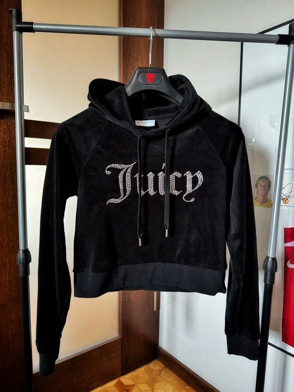 Juicy Couture Crystal Velvet Black Hoodie M