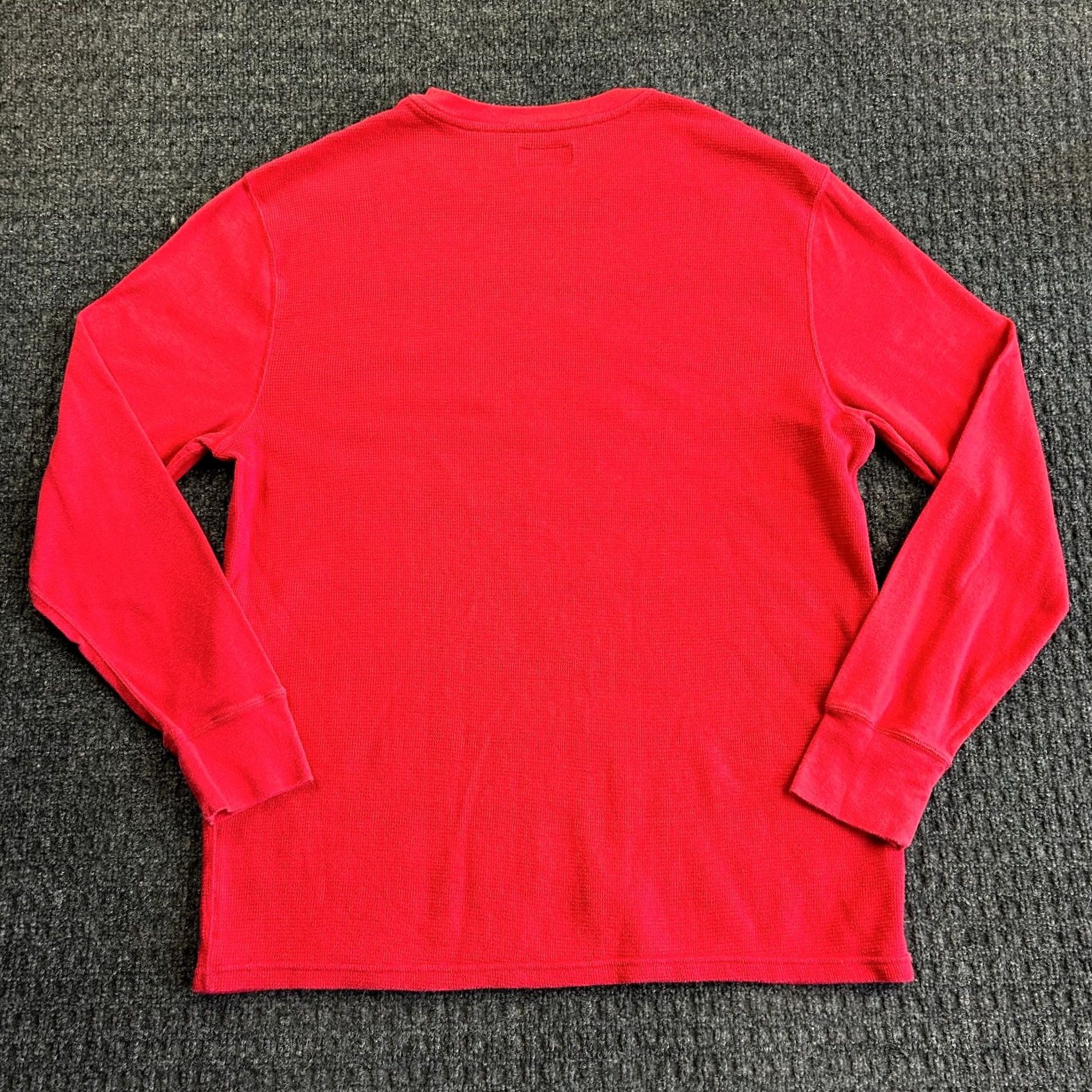 Polo Ralph Lauren VINTAGE Polo Ralph Lauren Thermal Long Sleeve Shirt Red XL White Pony Waffle Knit Size US XL / EU 56 / 4 - 3 Thumbnail