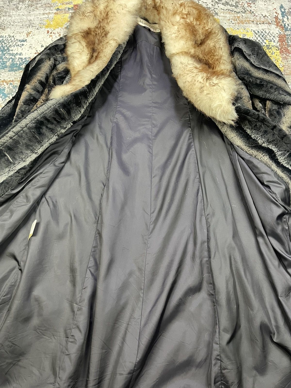 Japanese Brand Vintage Velvet Velour Striped Fur Long Coat Size S / US 4 / IT 40 - 9 Thumbnail