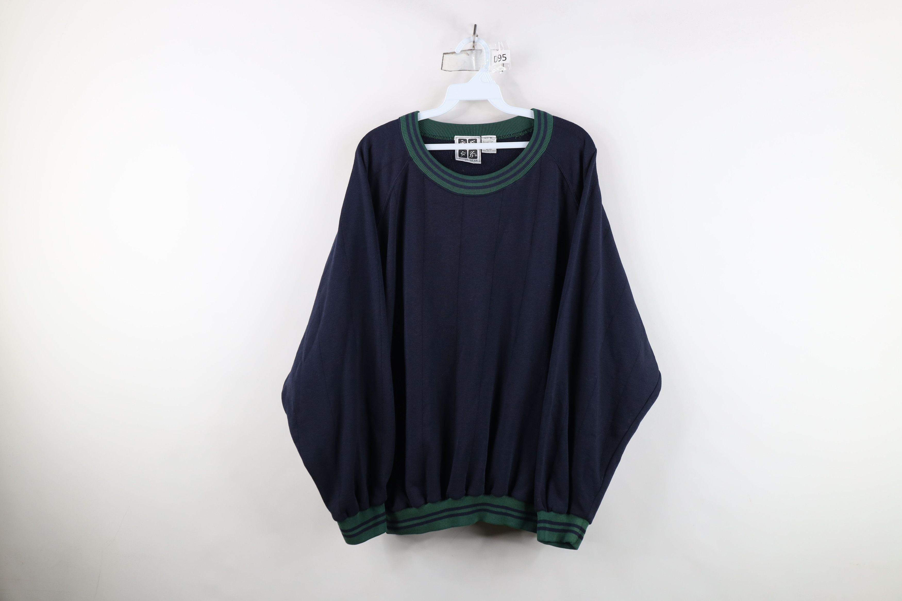 Vintage Vintage 90s Streetwear Thin Striped Crewneck Sweatshirt Blue Size US XL / EU 56 / 4 - 1 Thumbnail