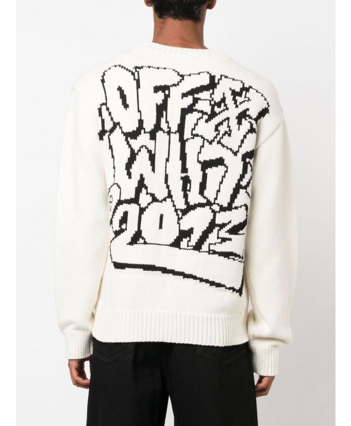 Off-White o1gr1nt1124 Graffiti Freest Chunky Knit Crew Sweater Size US M / EU 48-50 / 2 - 6 Thumbnail