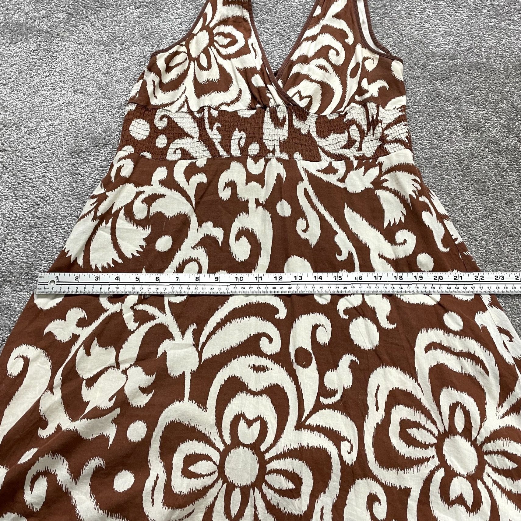 Vintage VINTAGE Speechless Dress Womens 11 Brown Ivory Midi Floral Stretch Flare A Line Summer Size L / US 10 / IT 46 - 6 Thumbnail