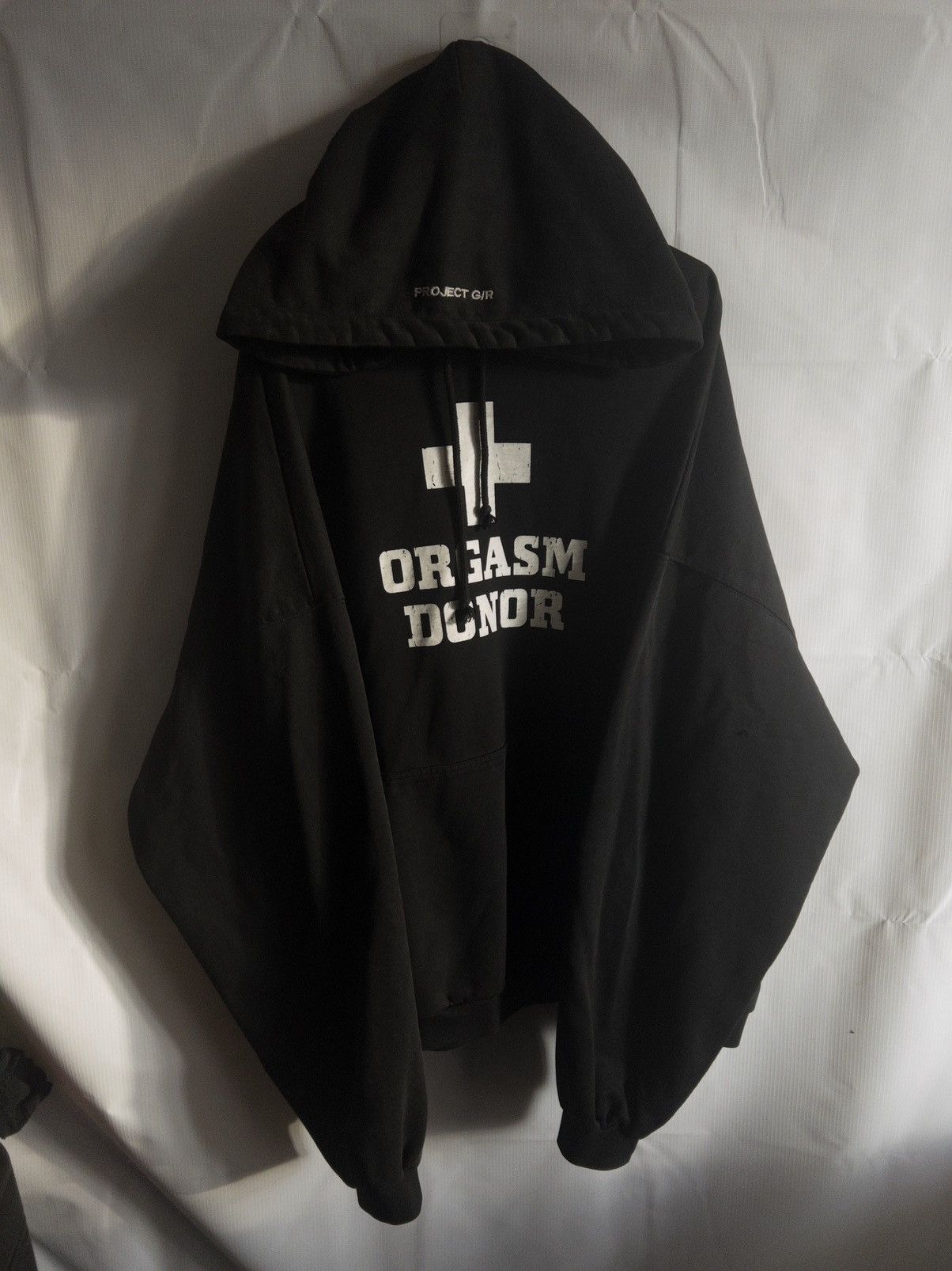PROJECT G/R project g/r orgasm donor hoodie | Grailed
