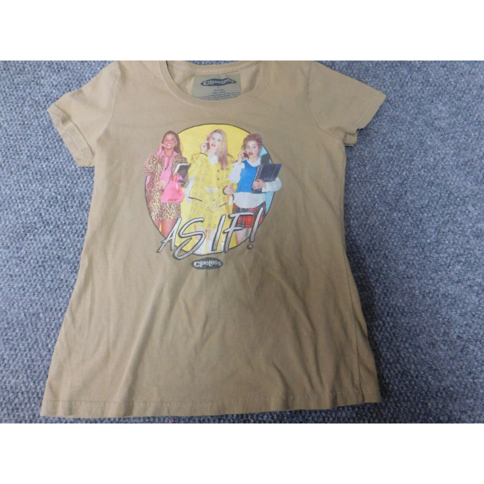 Vintage Clueless Womens Shirt S Beige Short Sleeve Round Neck Pullover Cotton Polyester T-Shirt Casual Vintage? No Size S / US 4 / IT 40 - 3 Thumbnail