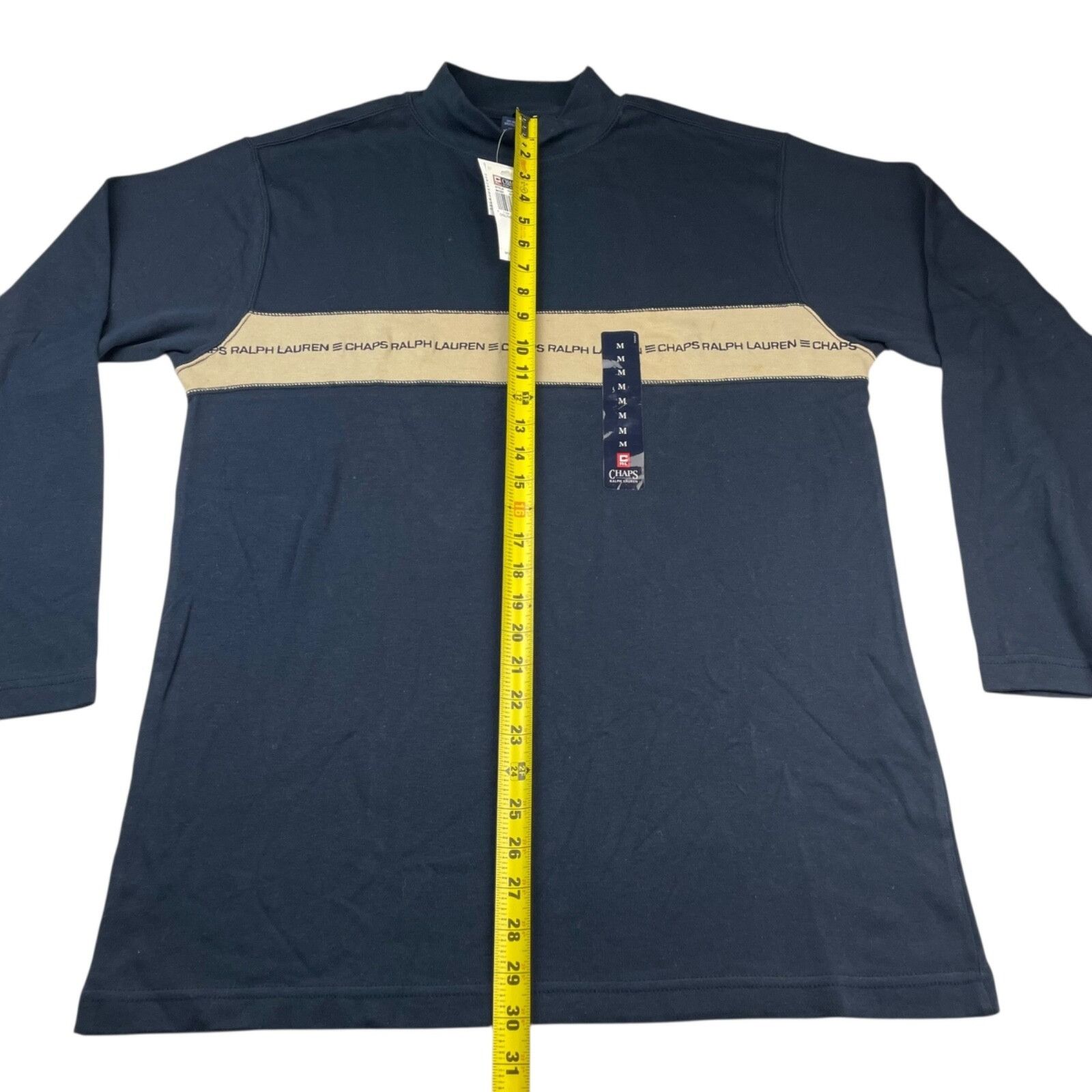 Chaps Ralph Lauren NEW Ralph Lauren Chaos Men's Y2K Mock Neck T-Shirt Navy/Beig Size US M / EU 48-50 / 2 - 5 Thumbnail