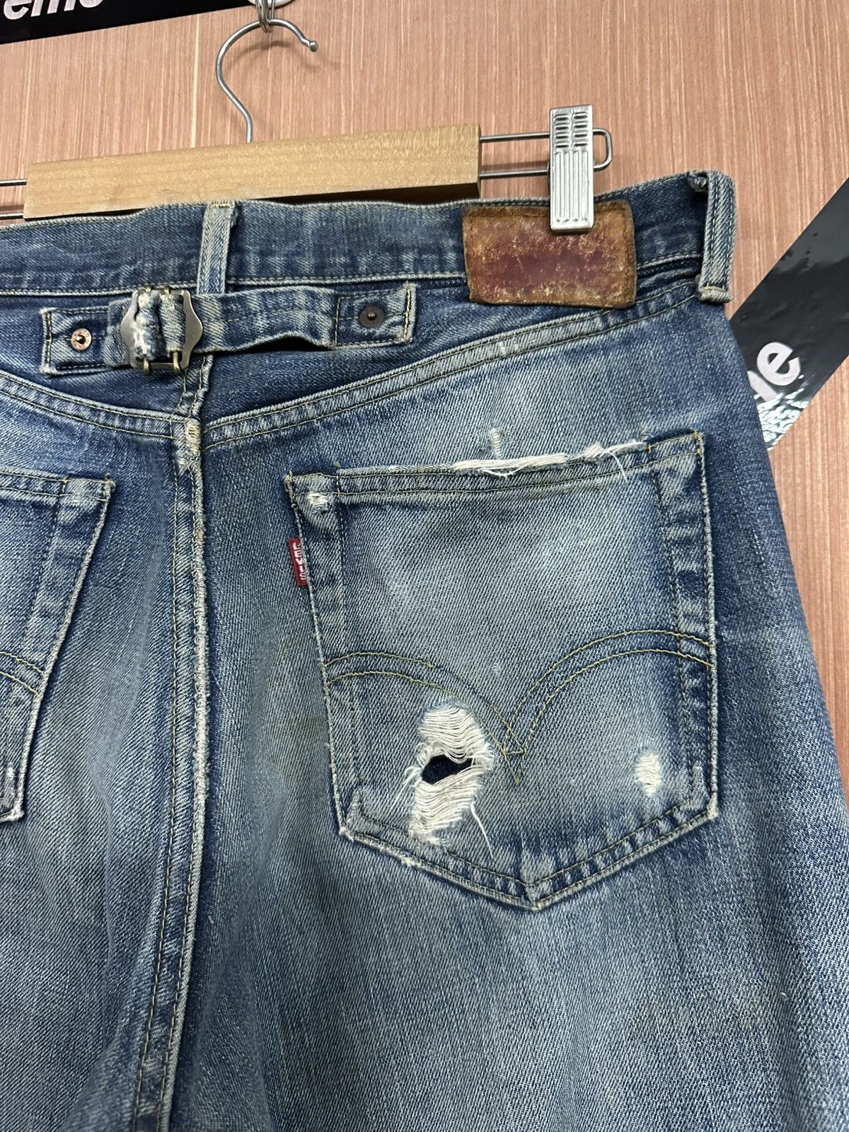 Levi's Veryrare Distressed LEVIS Buckle Selvedge Vintage Denim Size US 30 / EU 46 - 5 Thumbnail